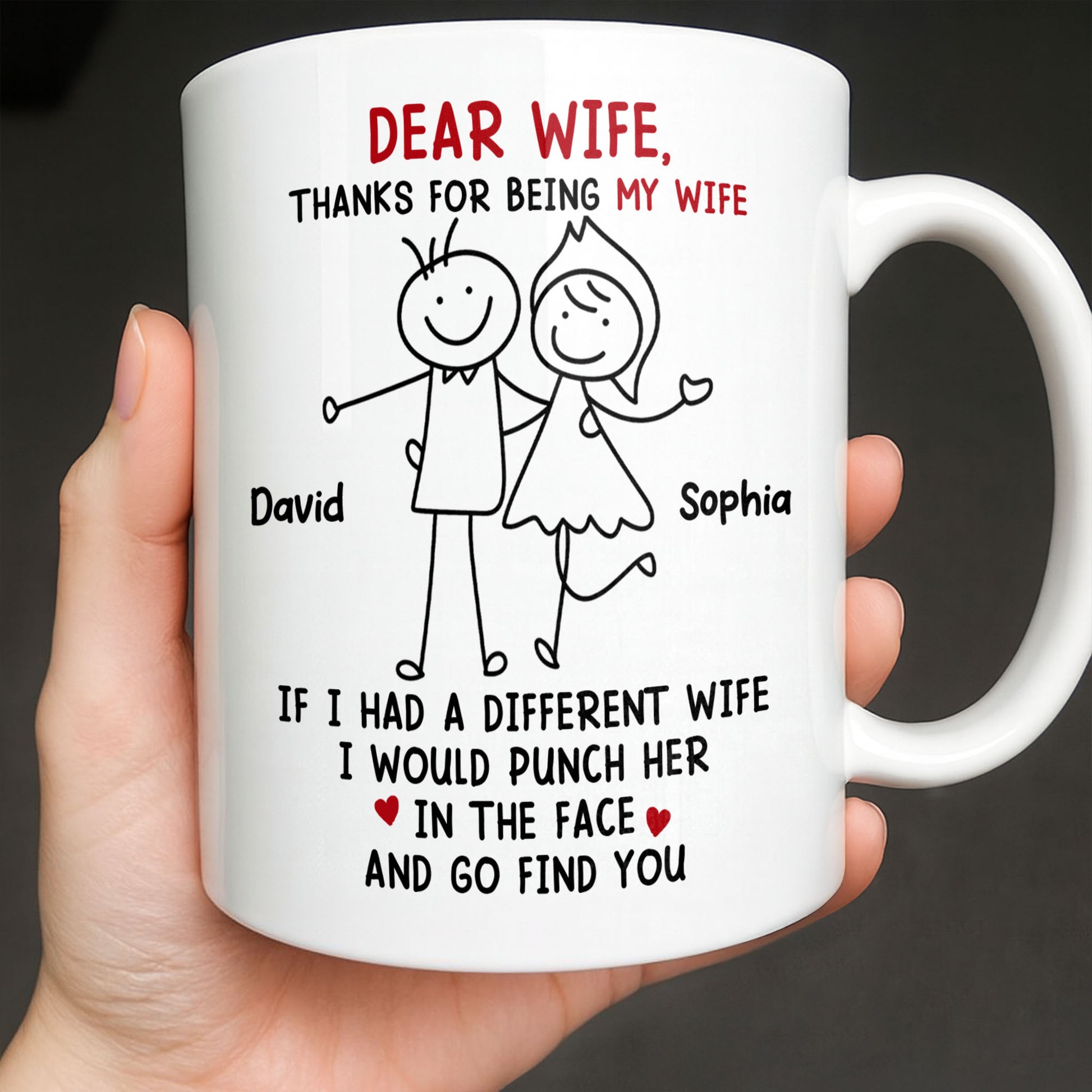 Dear Wife Thanks For Being My Wife, Stick Figures And Hearts