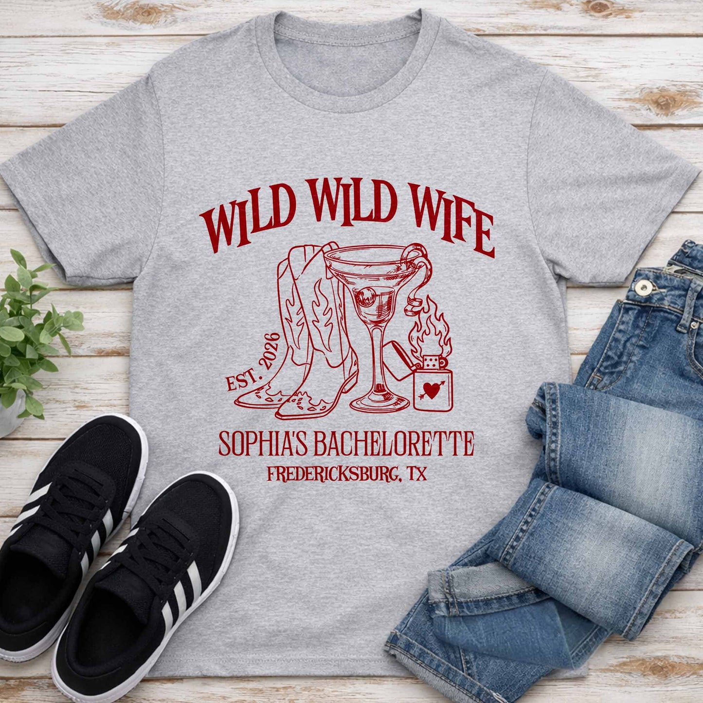 Wild Wild Wife Bachelorette With Cowboy Boots And Cocktail Glass - Personalized Custom Unisex T-shirt, Hoodie - WIF080_WBAS