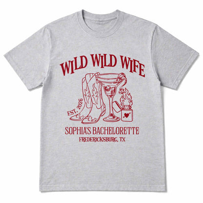 Wild Wild Wife Bachelorette With Cowboy Boots And Cocktail Glass - Personalized Custom Unisex T-shirt, Hoodie - WIF080_WBAS