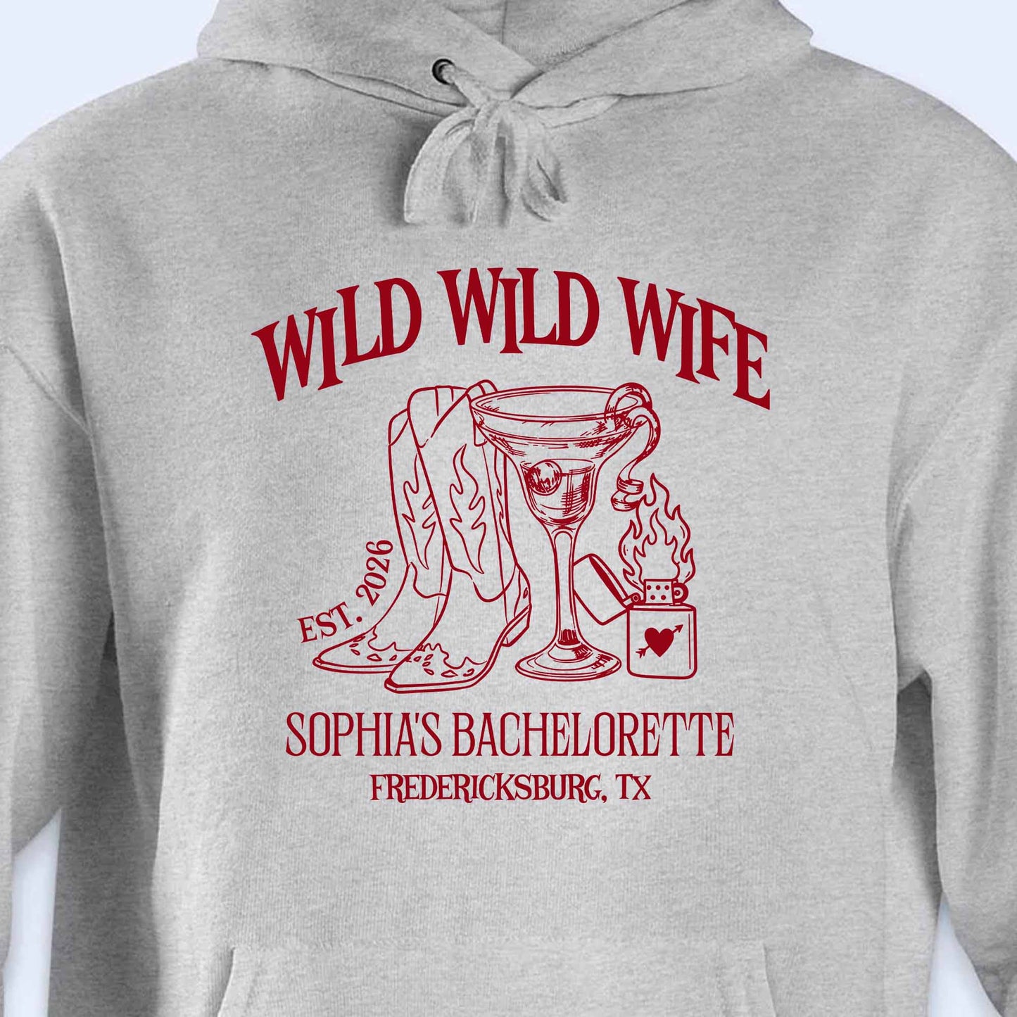 Wild Wild Wife Bachelorette With Cowboy Boots And Cocktail Glass - Personalized Custom Unisex T-shirt, Hoodie - WIF080_WBAS
