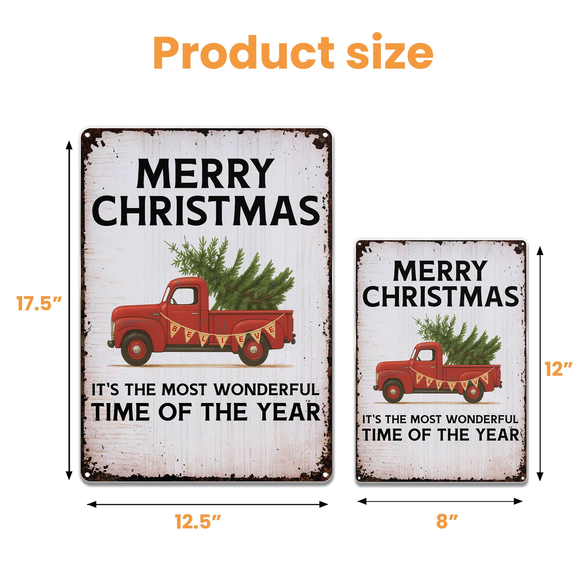 Merry Christmas With Vintage Truck And Christmas Tree