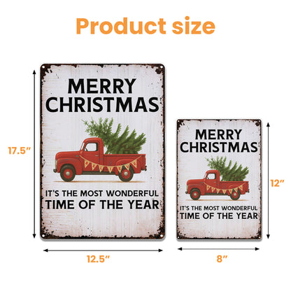 Merry Christmas With Vintage Truck And Christmas Tree