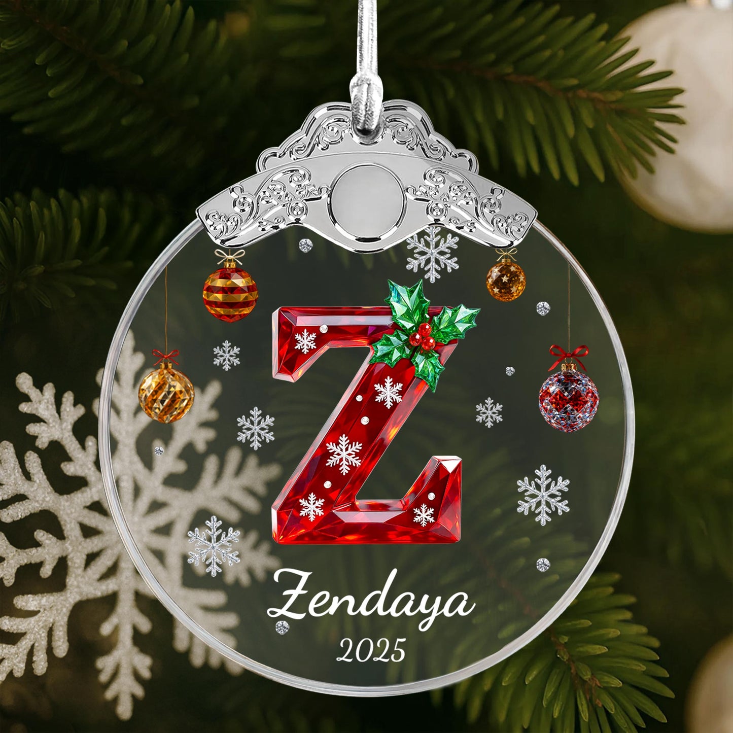 Celebrate Festive Season With Holly-Decorated Letter And Snowflakes