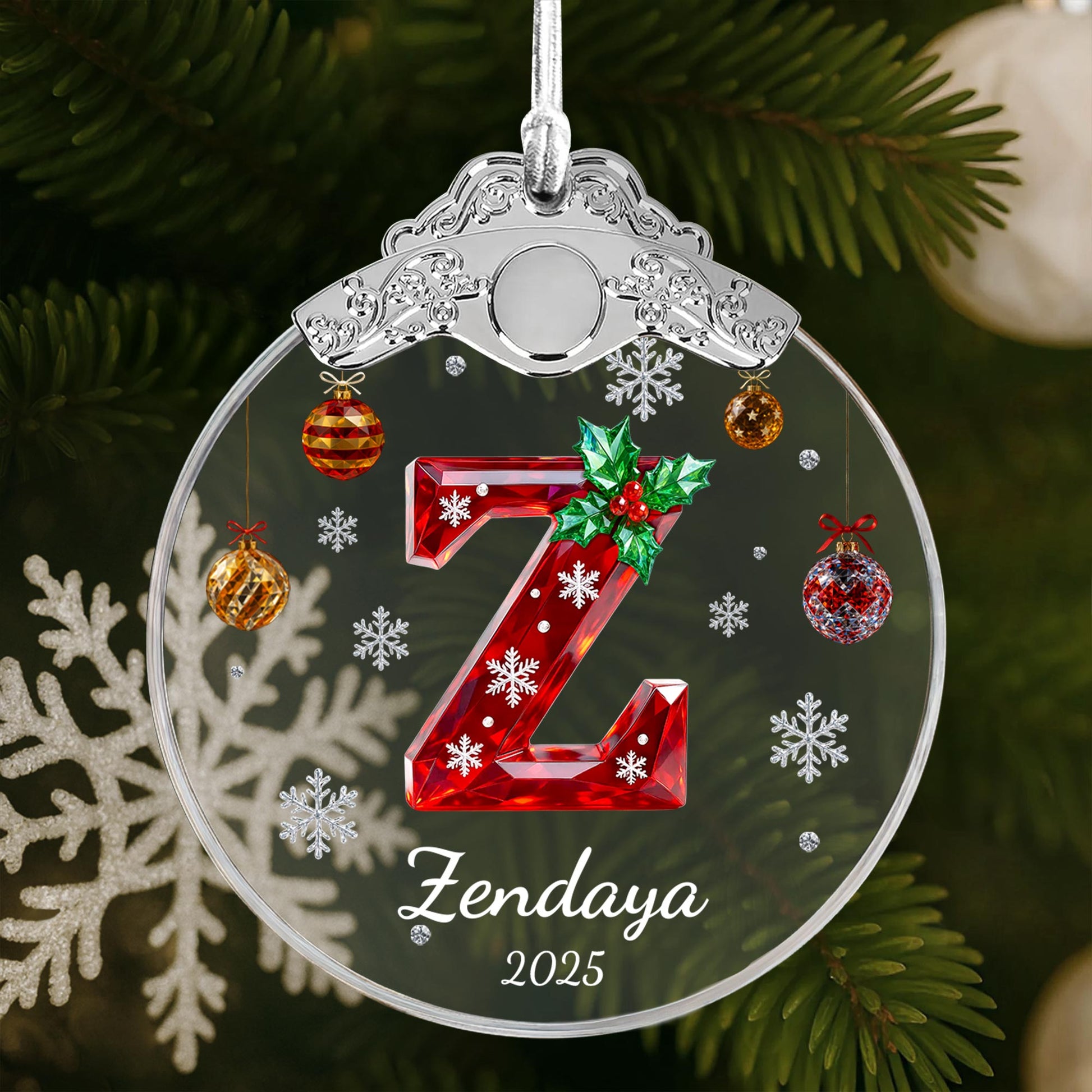 Celebrate Festive Season With Holly-Decorated Letter And Snowflakes