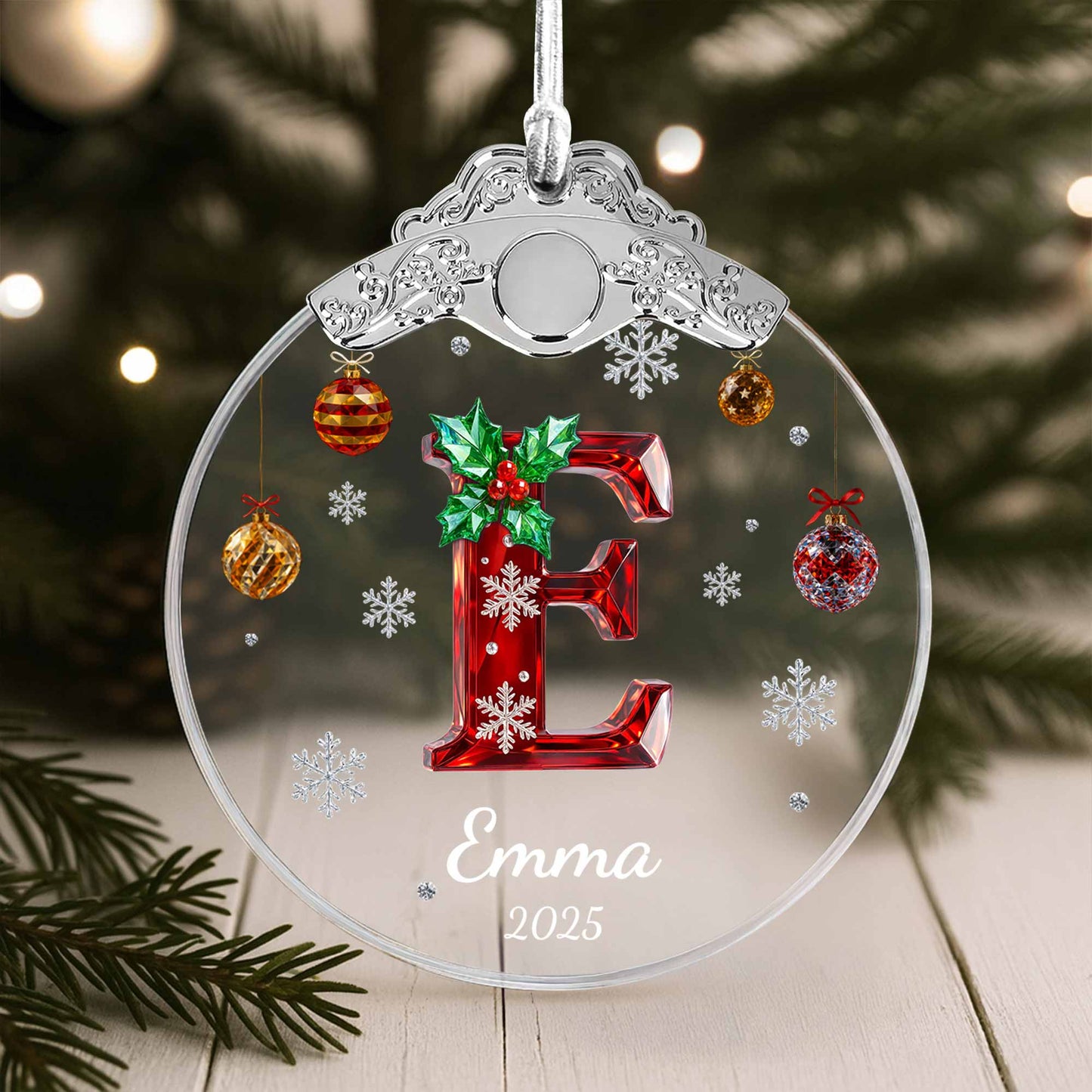Celebrate Festive Season With Holly-Decorated Letter And Snowflakes