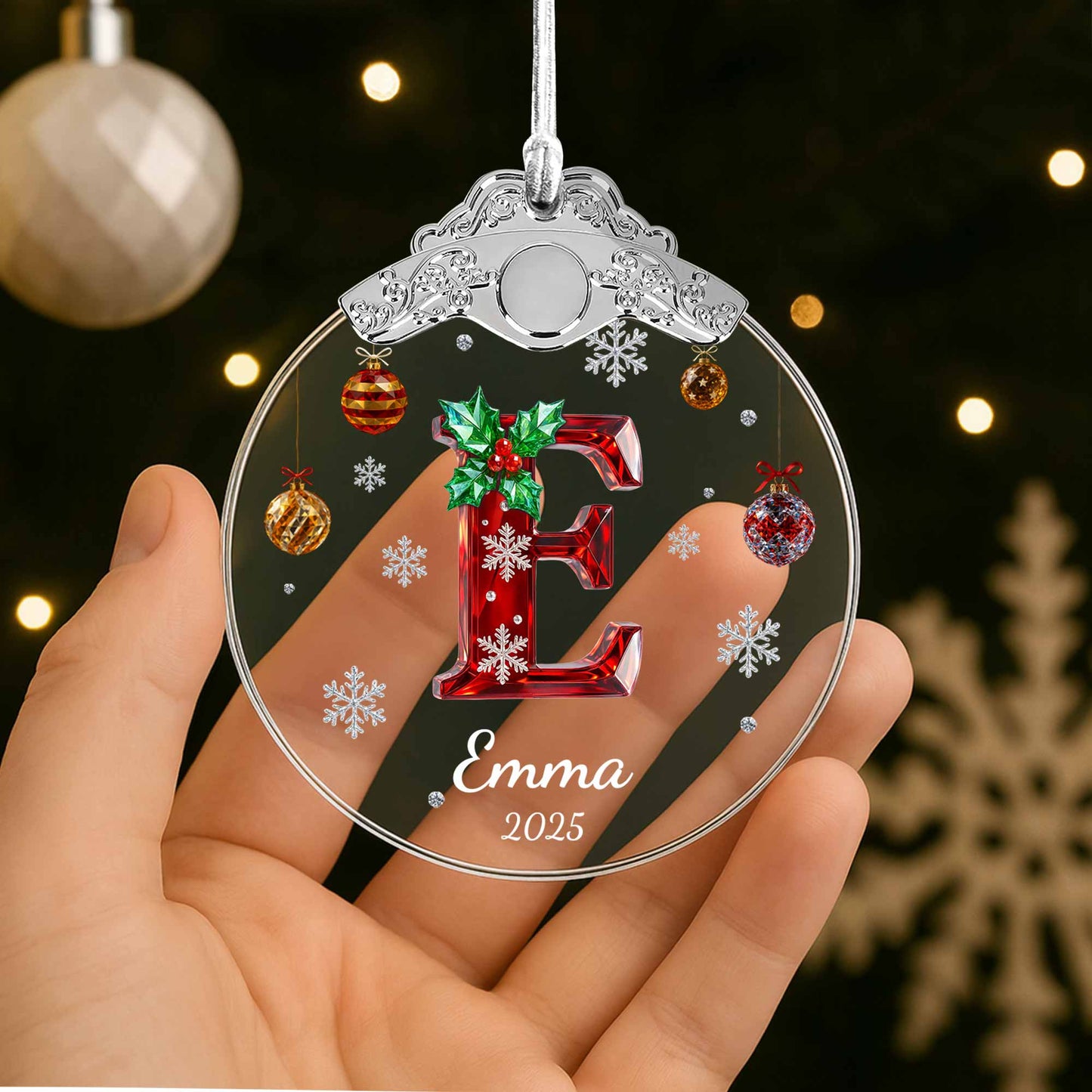 Celebrate Festive Season With Holly-Decorated Letter And Snowflakes