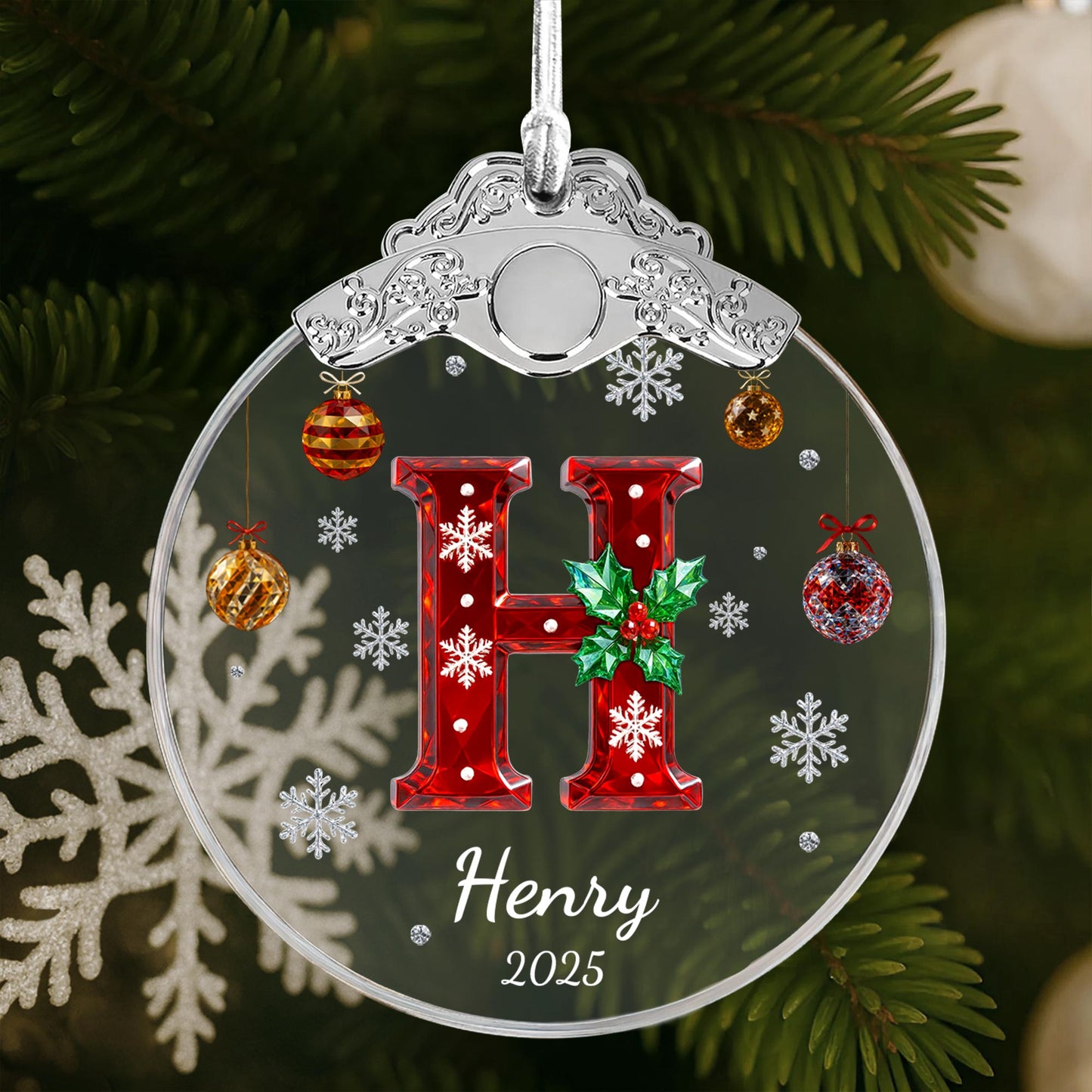 Celebrate Festive Season With Holly-Decorated Letter And Snowflakes