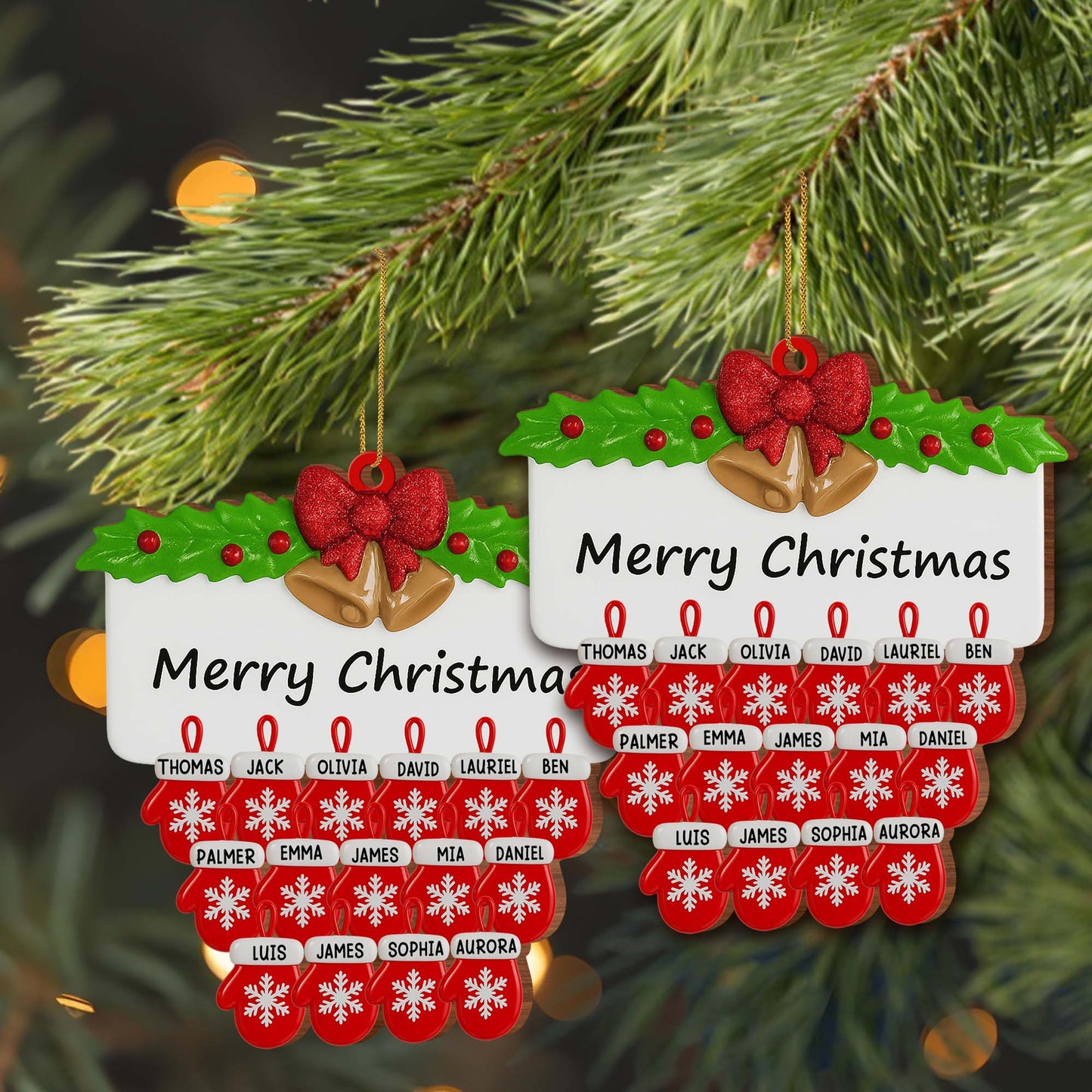 Merry Christmas Holly Leaves And Bow Design