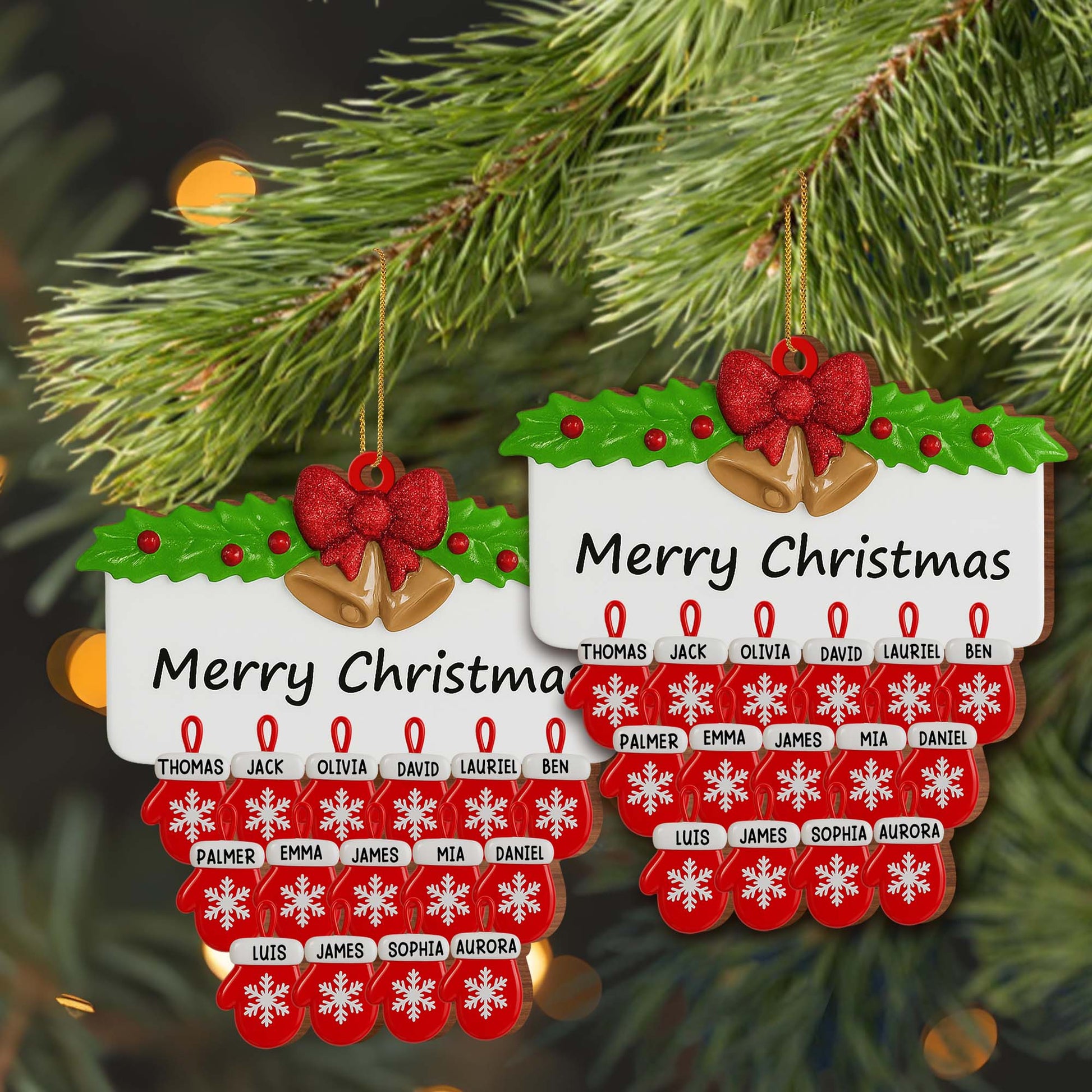 Merry Christmas Holly Leaves And Bow Design