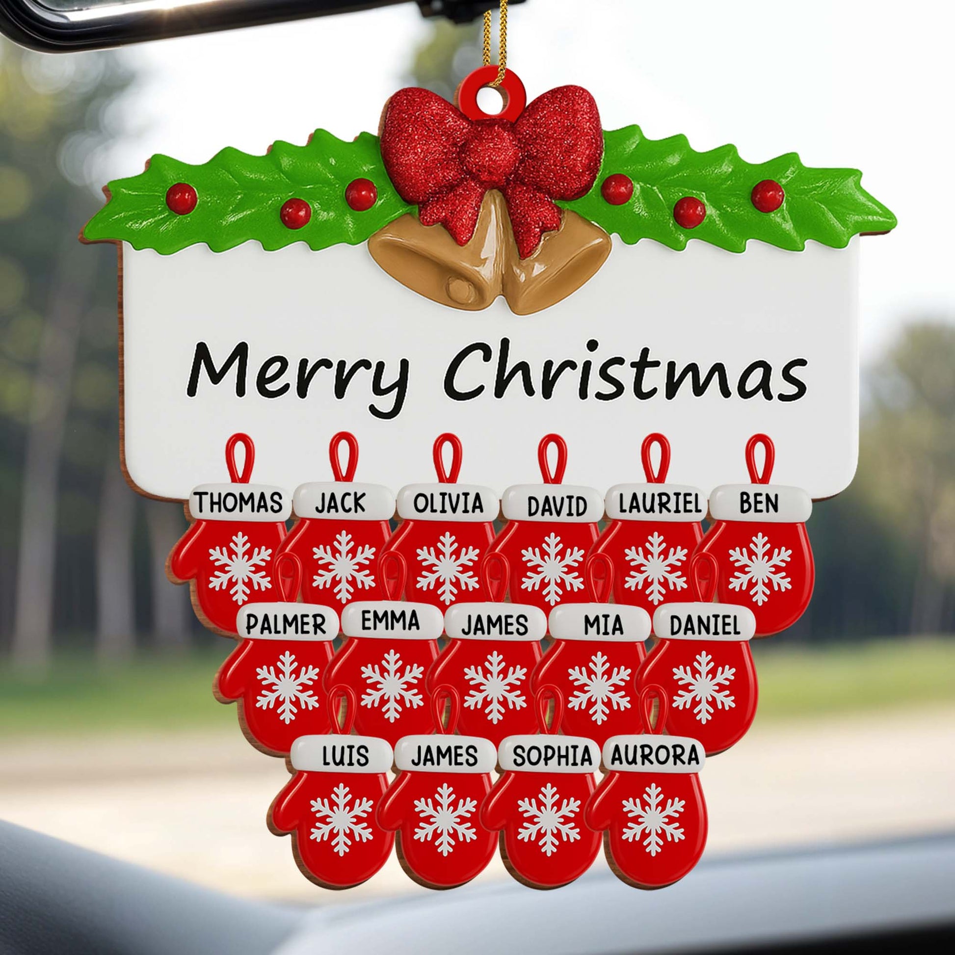 Merry Christmas Holly Leaves And Bow Design