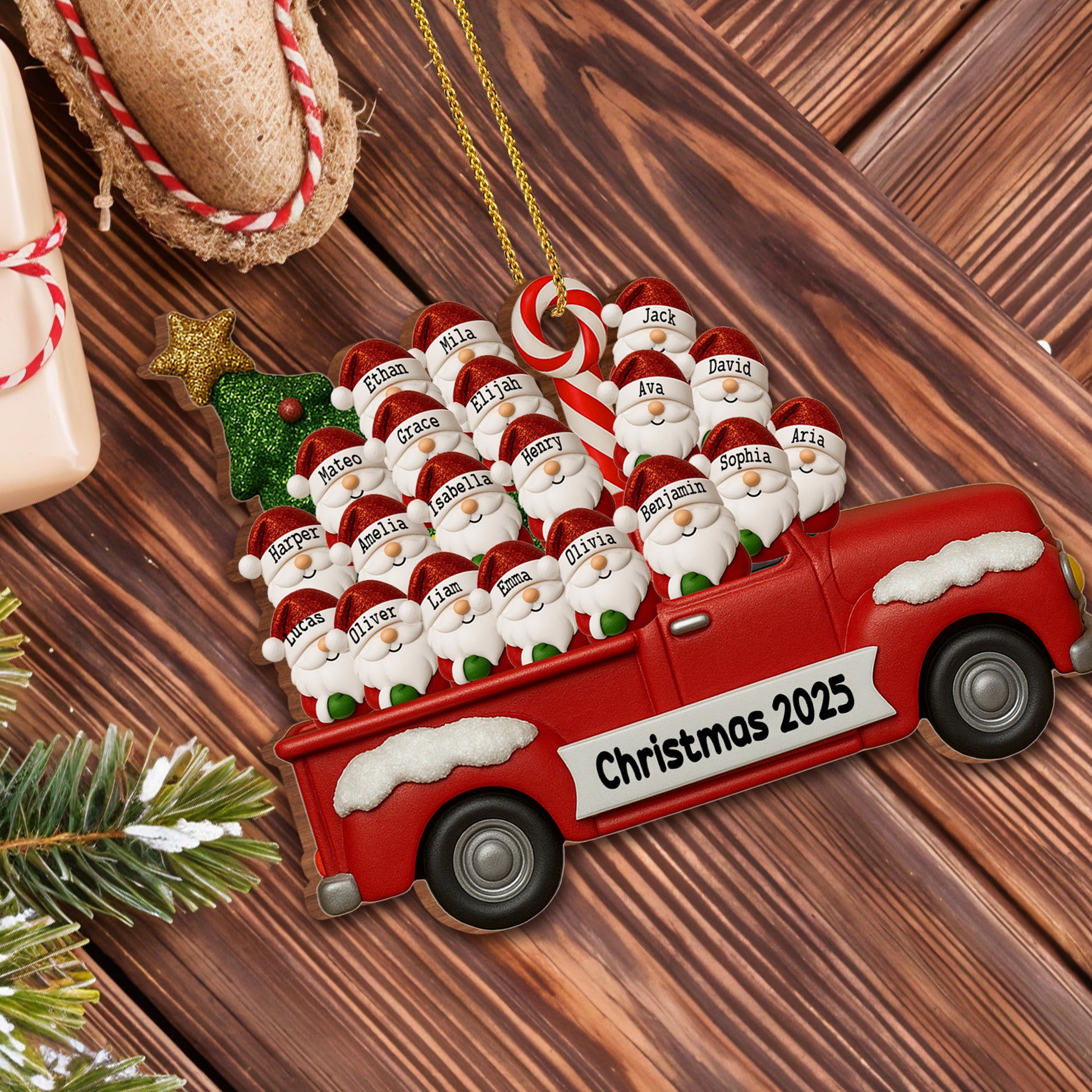 Celebrate Christmas With a Festive Red Truck and Santa Characters