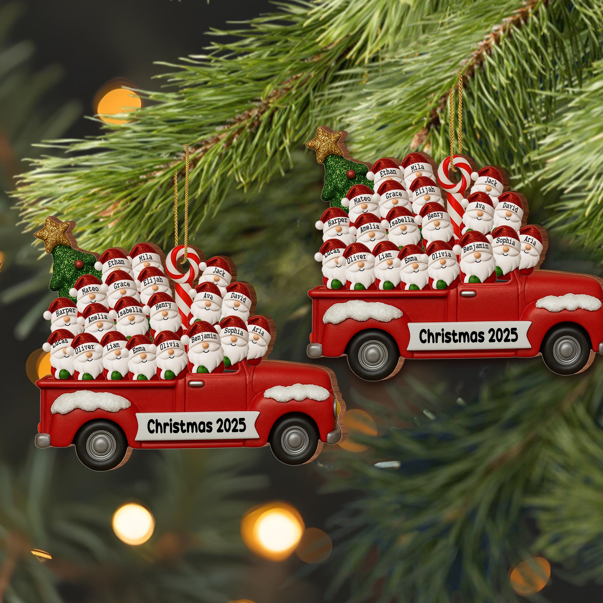 Celebrate Christmas With a Festive Red Truck and Santa Characters