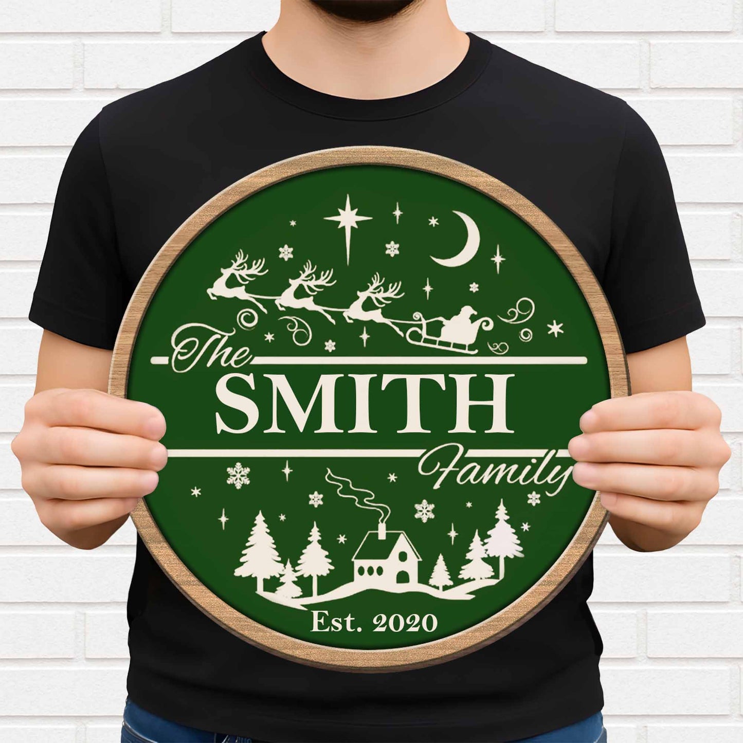 Celebrate Family Love With Santa's Sleigh and Reindeer Design