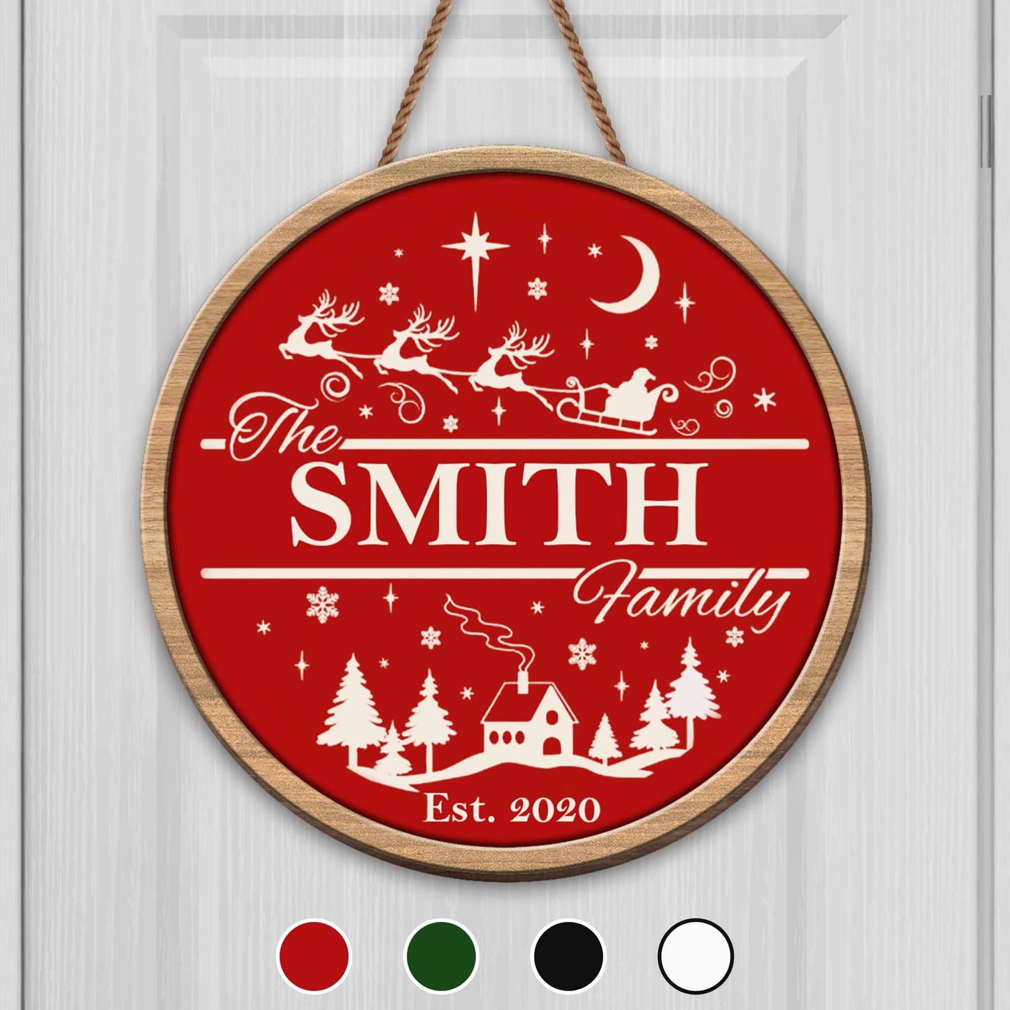 Celebrate Family Love With Santa's Sleigh and Reindeer Design - Personalized Custom Shaped Wood Sign - XMAS016_WSIGN