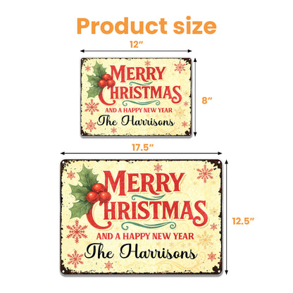 Merry Christmas And A Happy New Year With Holly And Snowflakes