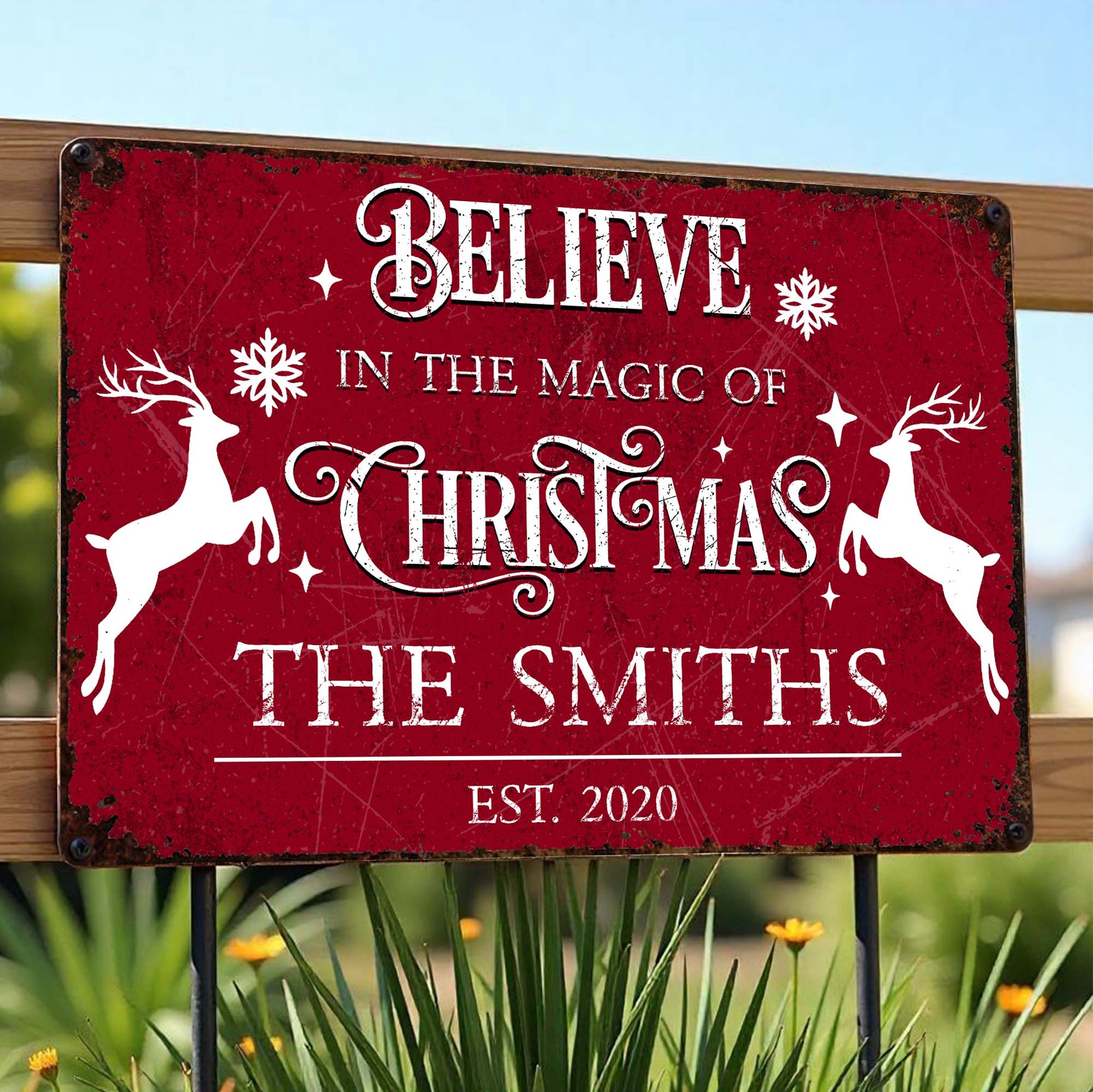 Believe In The Magic Of Christmas With Reindeer And Snowflakes