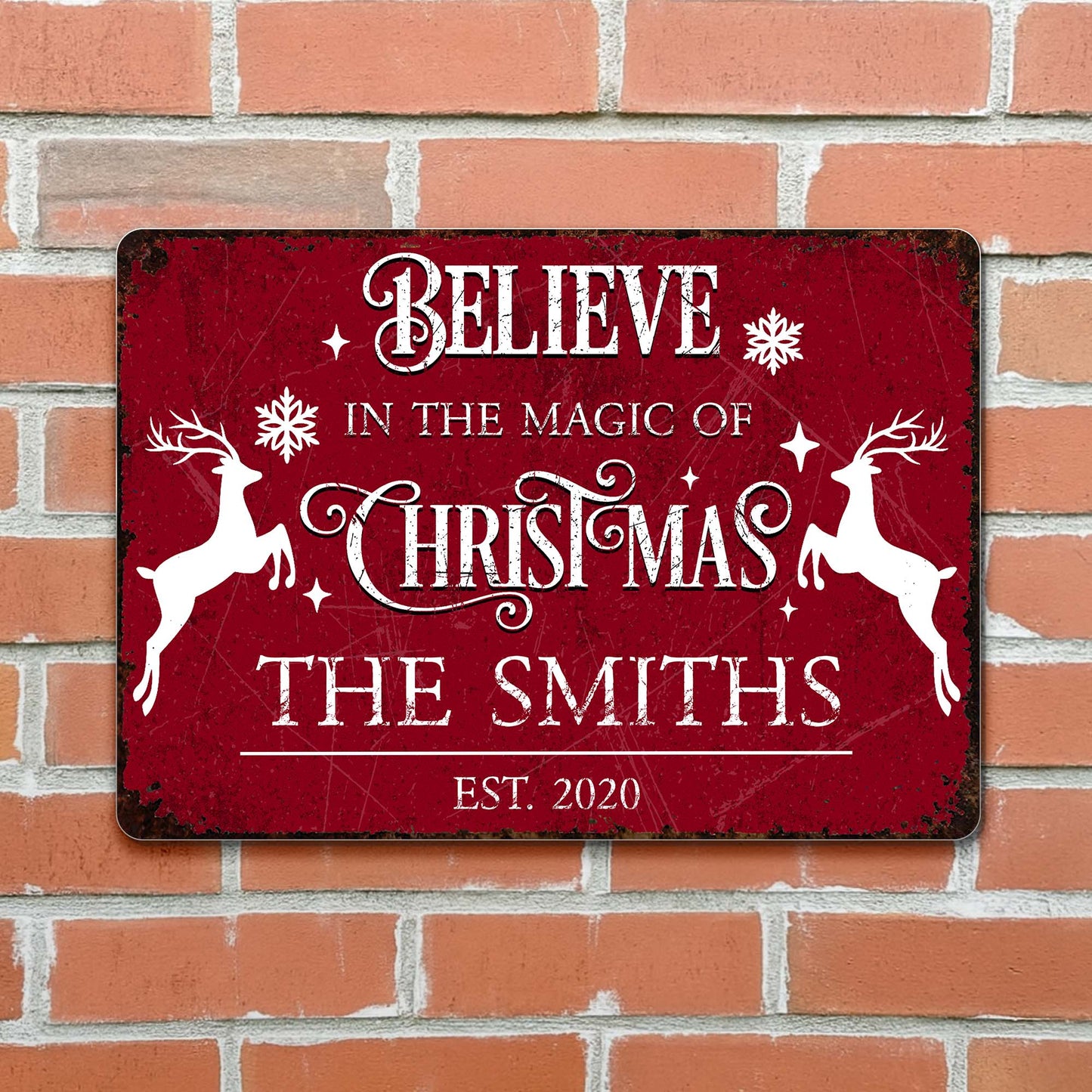 Believe In The Magic Of Christmas With Reindeer And Snowflakes