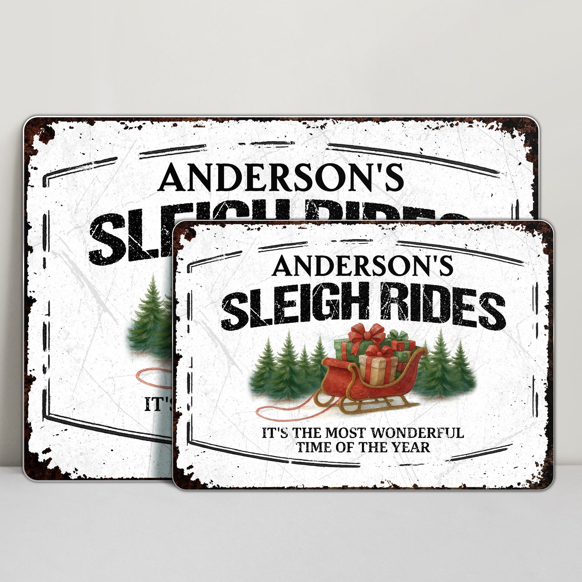 It's The Most Wonderful Time Of The Year Sleigh and Christmas Trees