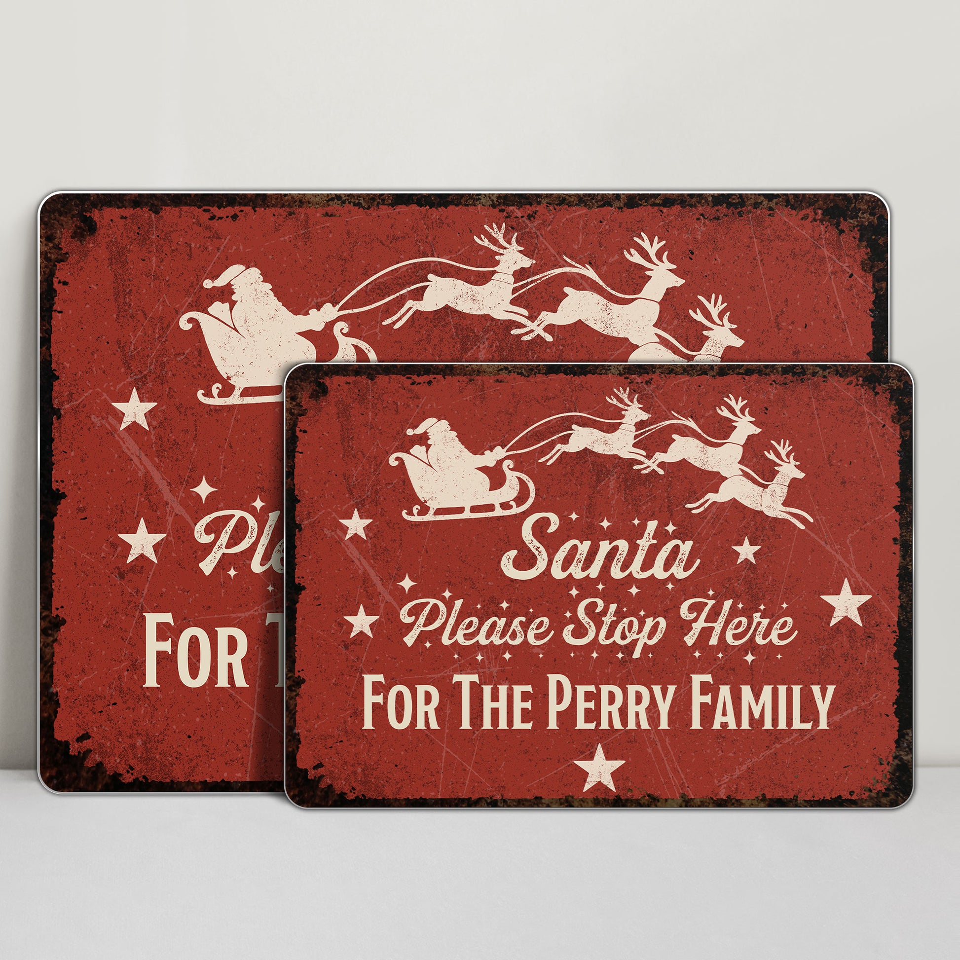 Santa Please Stop Here With Santa Claus And Reindeer