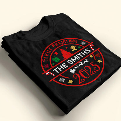 Family Christmas With Trees, Snowflakes, And Candy Canes