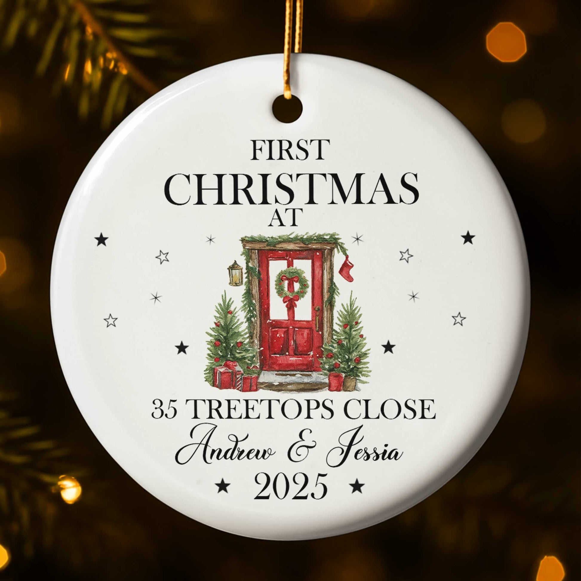 First Christmas At Treetops, Christmas Door And Trees