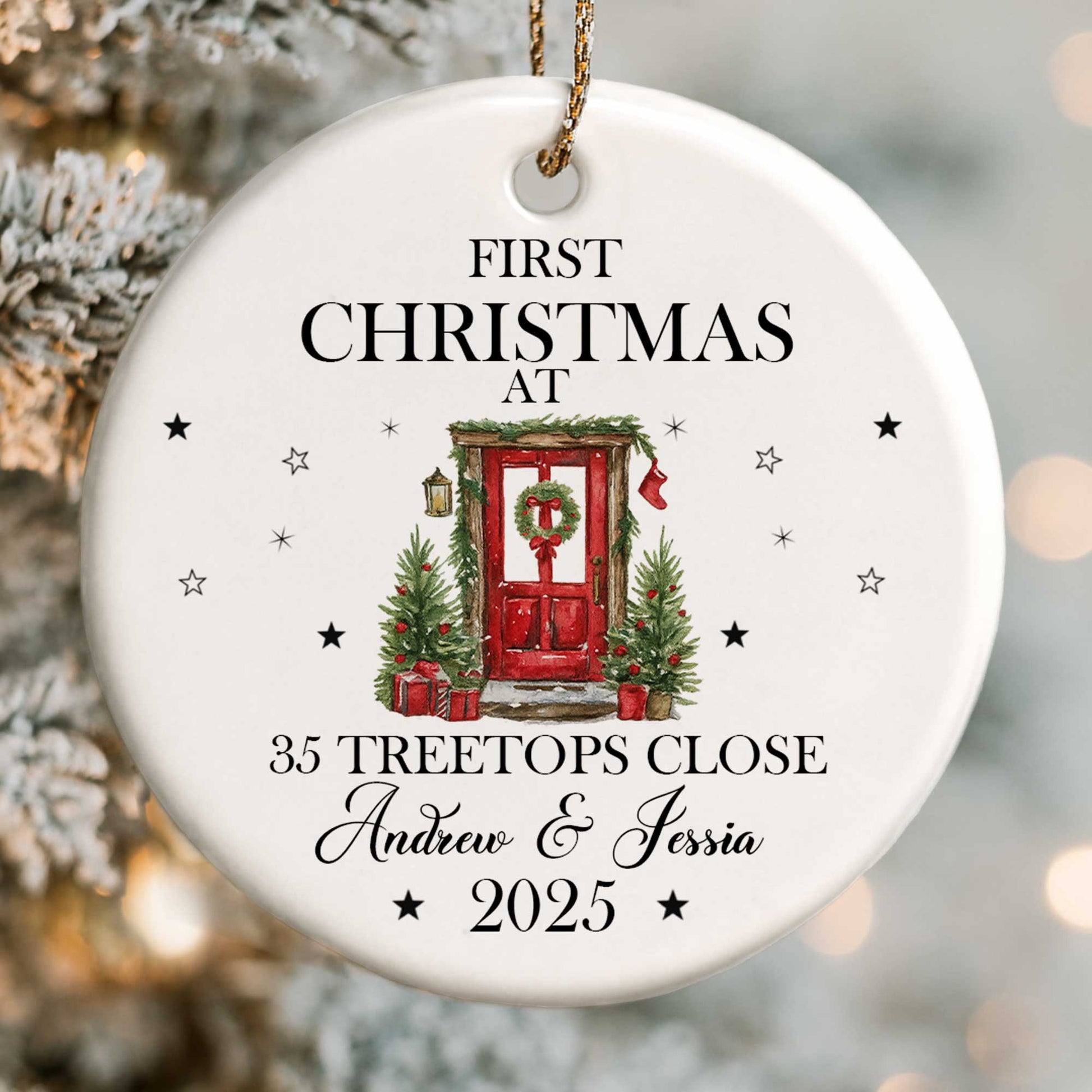 First Christmas At Treetops, Christmas Door And Trees