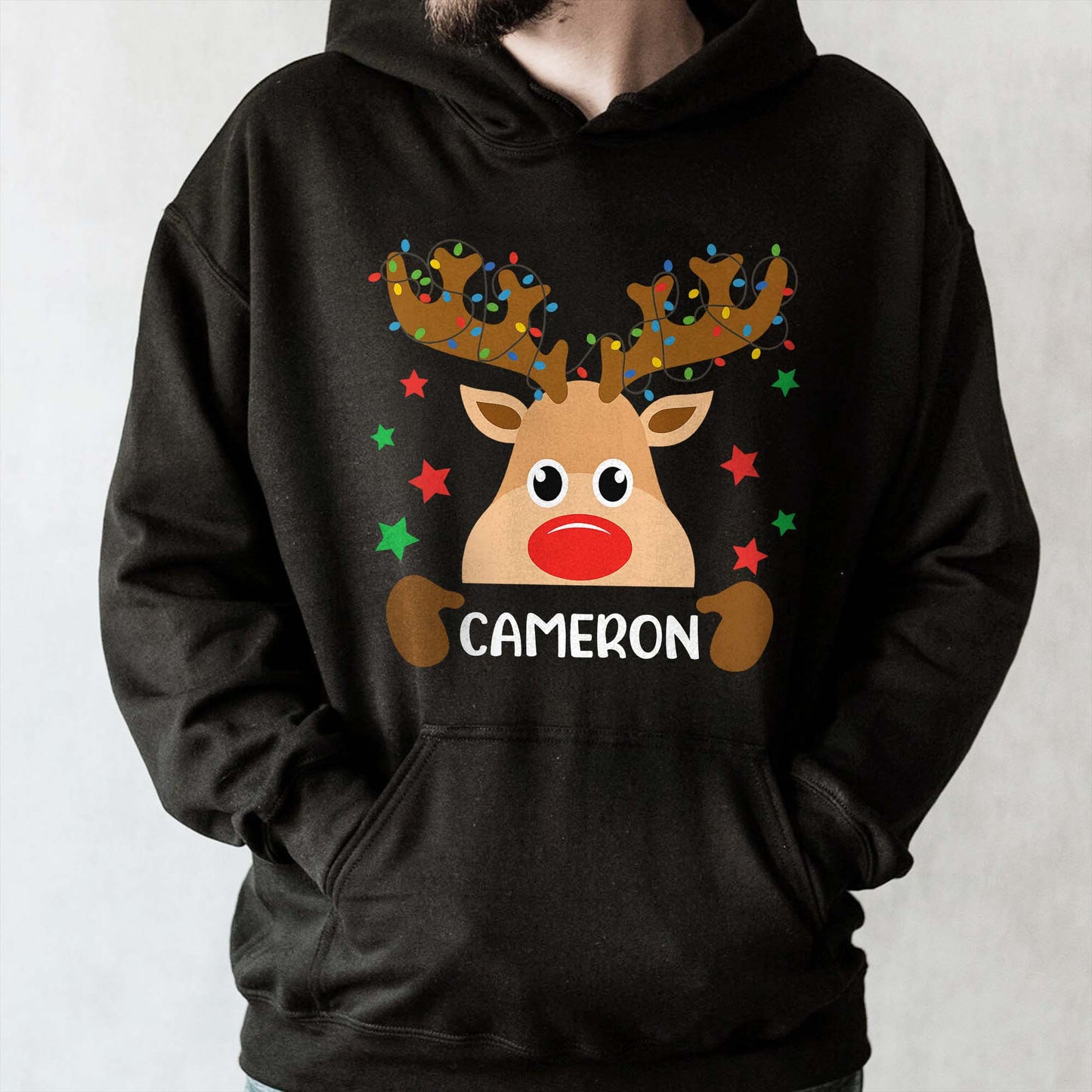 Personalize Your Festive Reindeer T-Shirt With Name