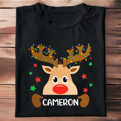 Personalize Your Festive Reindeer T-Shirt With Name
