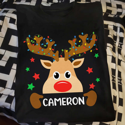 Personalize Your Festive Reindeer T-Shirt With Name