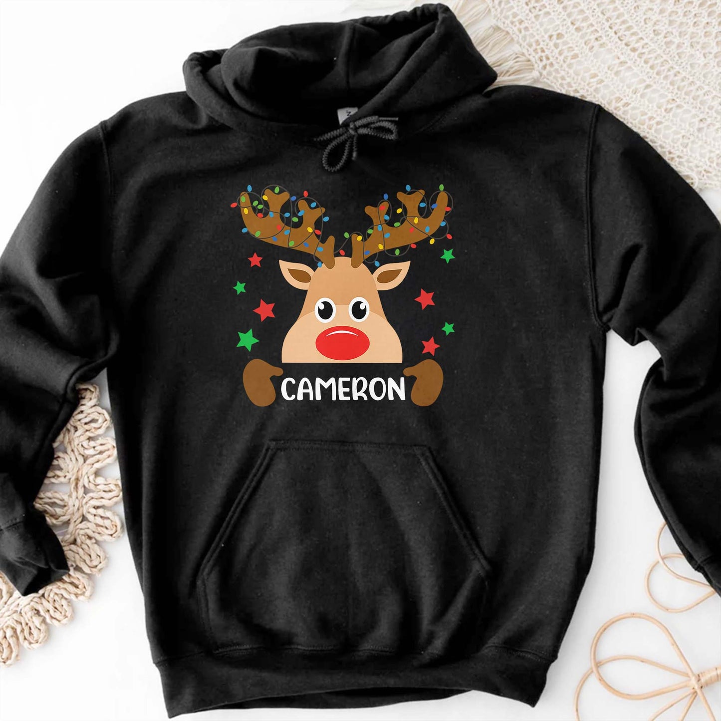 Personalize Your Festive Reindeer T-Shirt With Name
