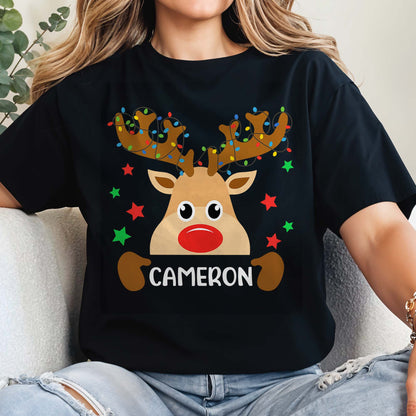 Personalize Your Festive Reindeer T-Shirt With Name