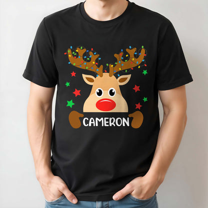 Personalize Your Festive Reindeer T-Shirt With Name
