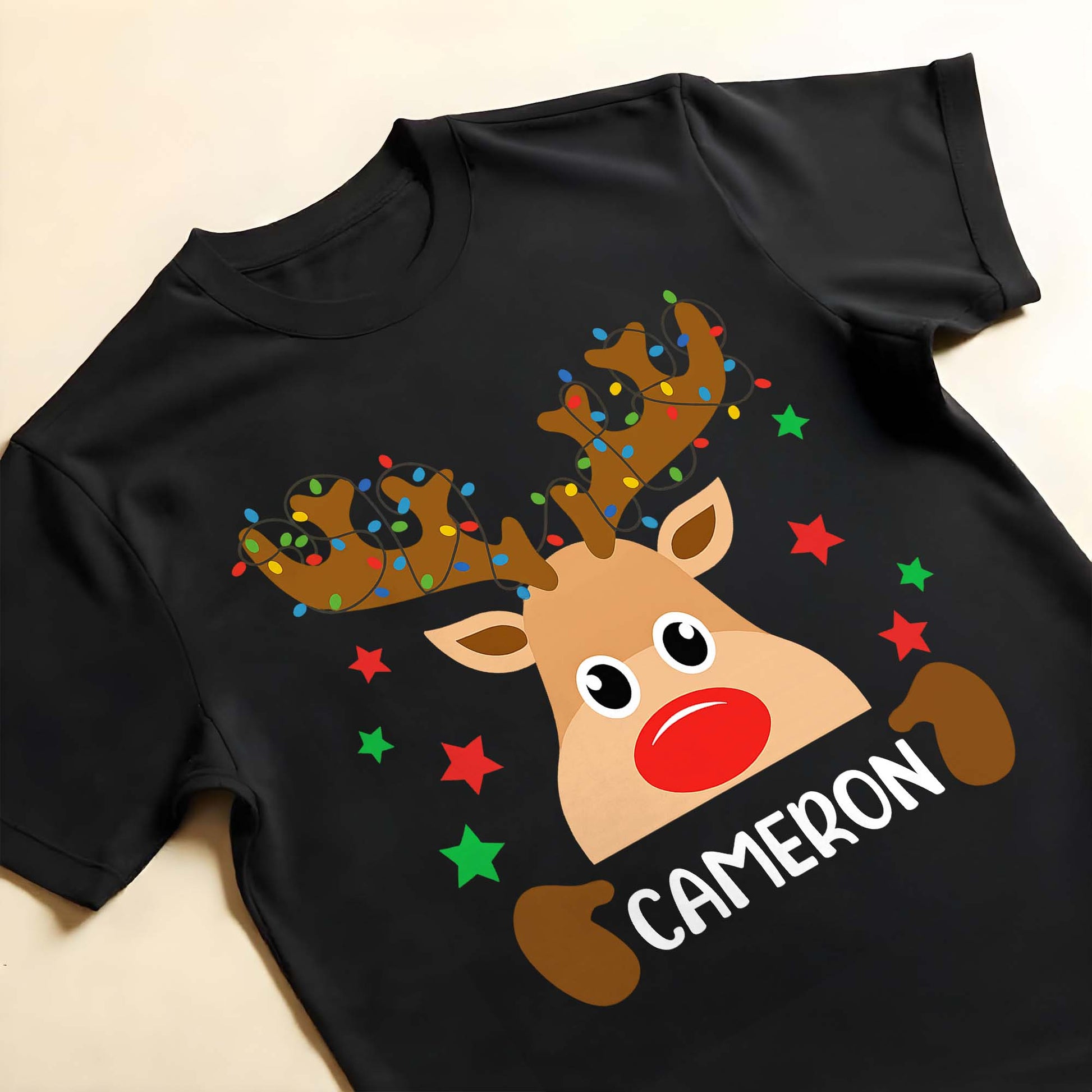 Personalize Your Festive Reindeer T-Shirt With Name