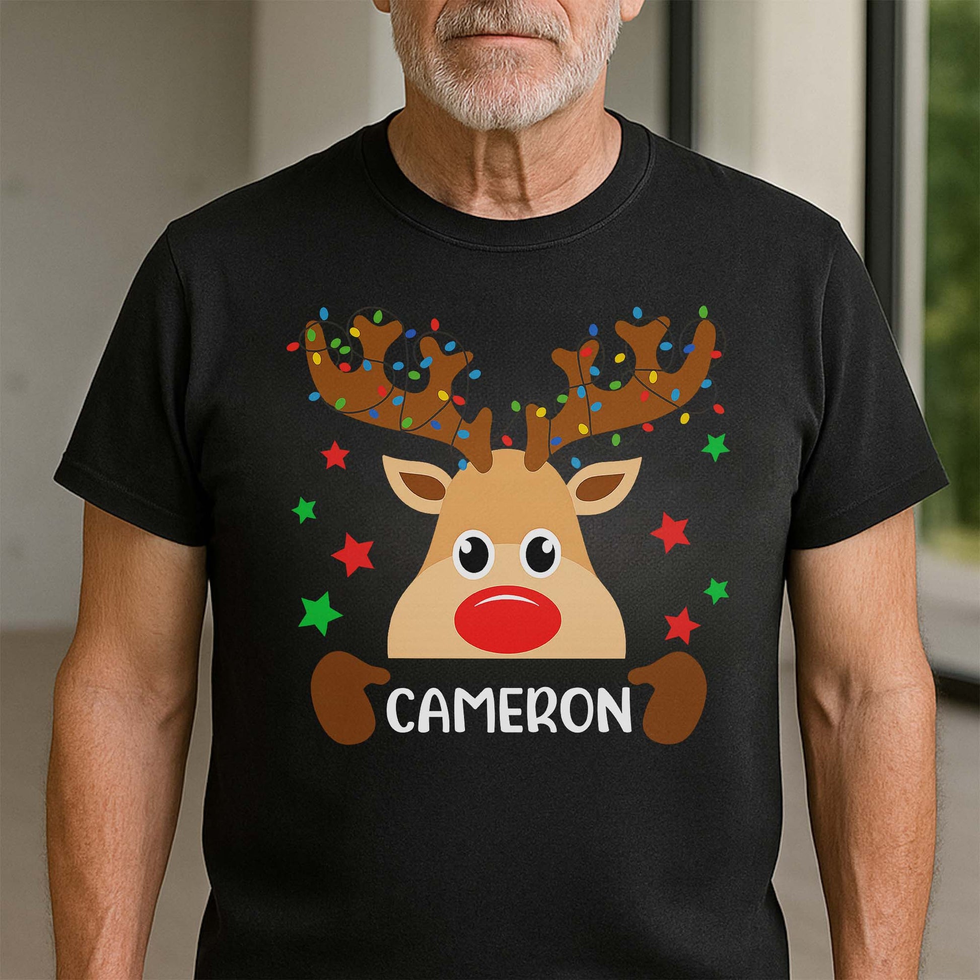 Personalize Your Festive Reindeer T-Shirt With Name