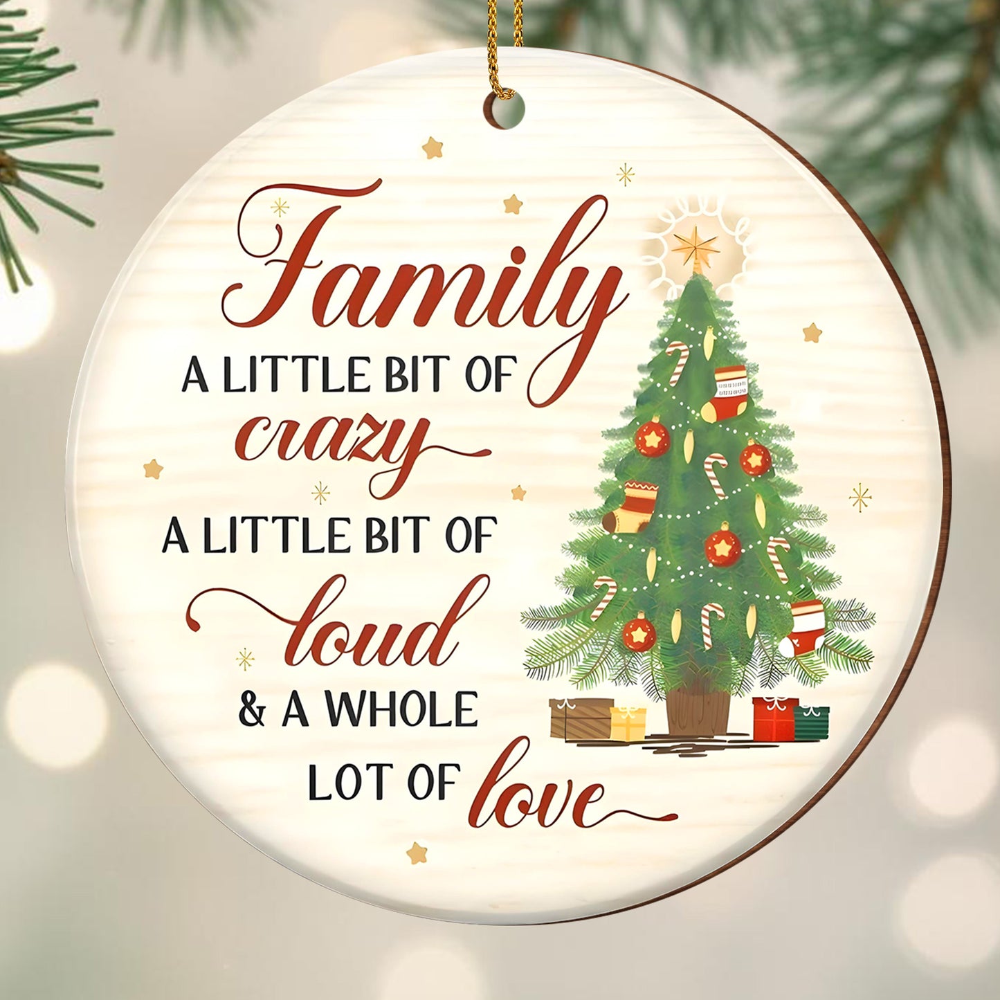 Family A Little Bit Of Crazy With Christmas Tree & Gifts