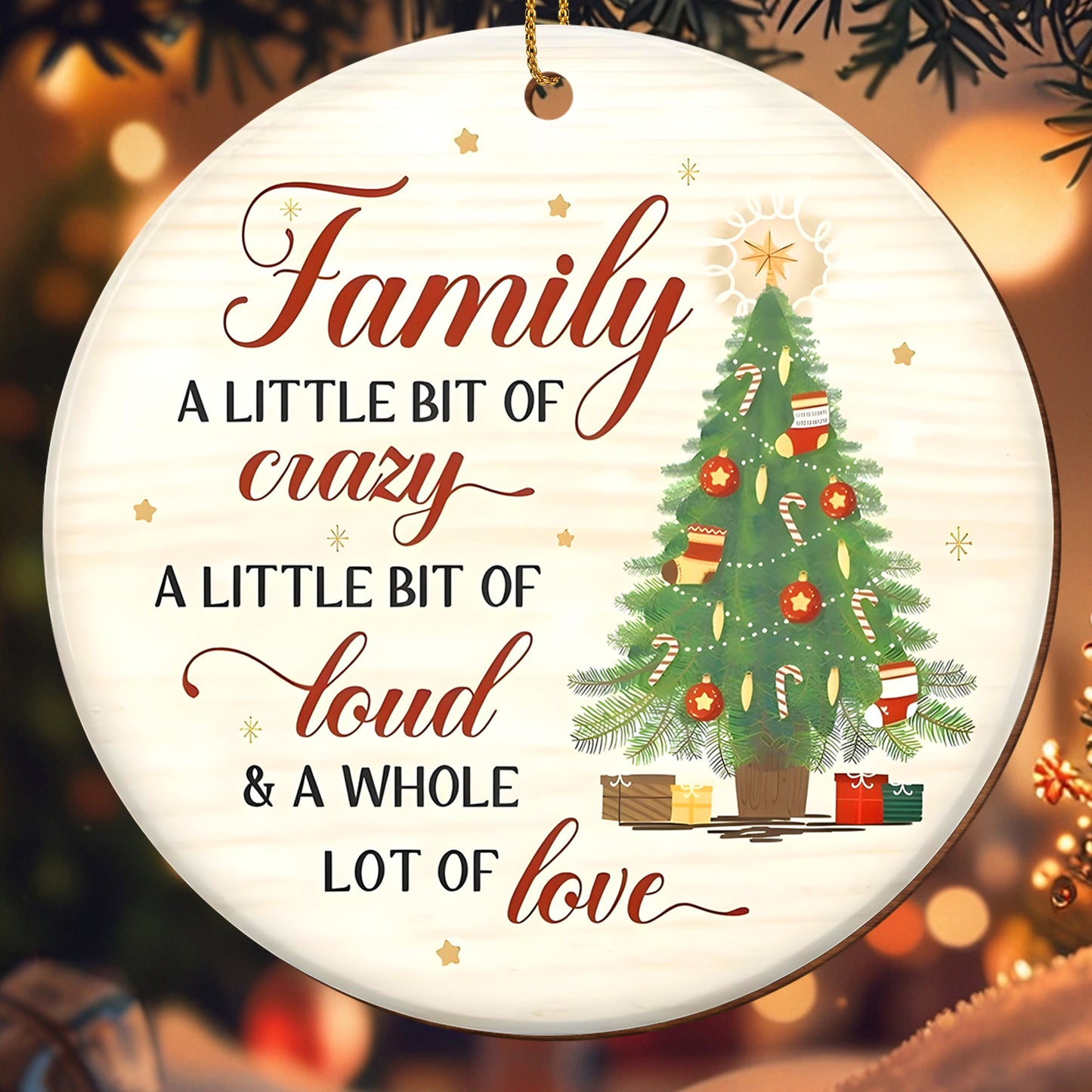 Family A Little Bit Of Crazy With Christmas Tree & Gifts