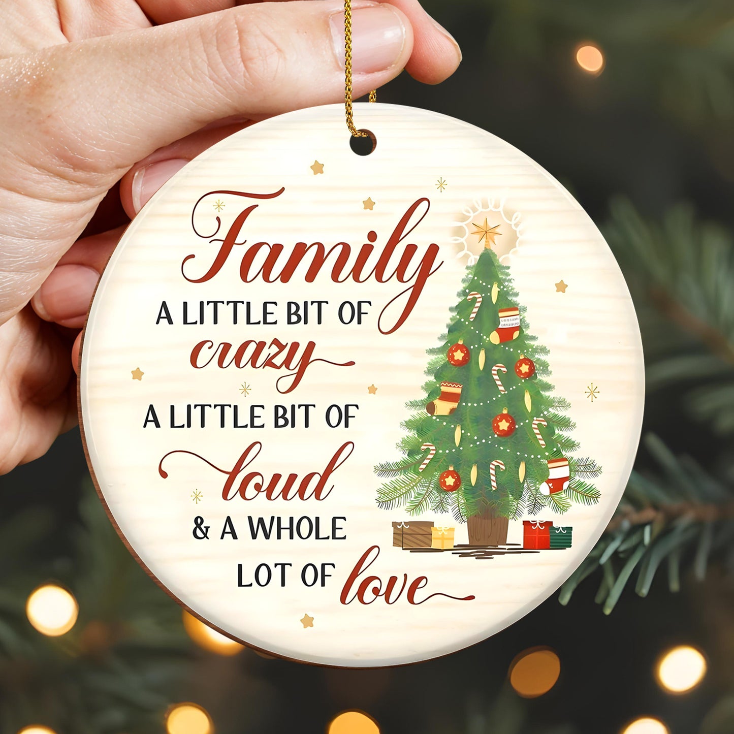 Family A Little Bit Of Crazy With Christmas Tree & Gifts