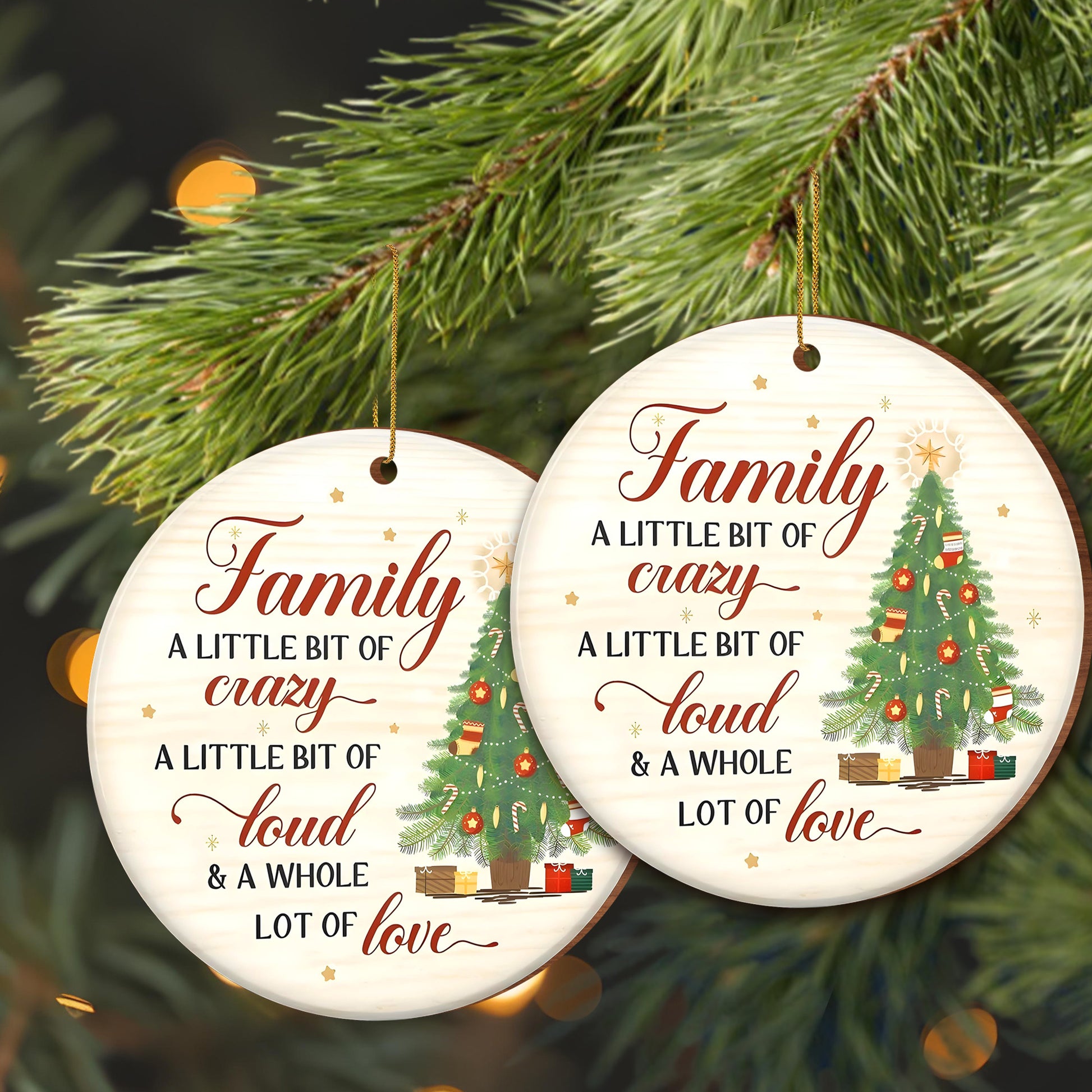 Family A Little Bit Of Crazy With Christmas Tree & Gifts