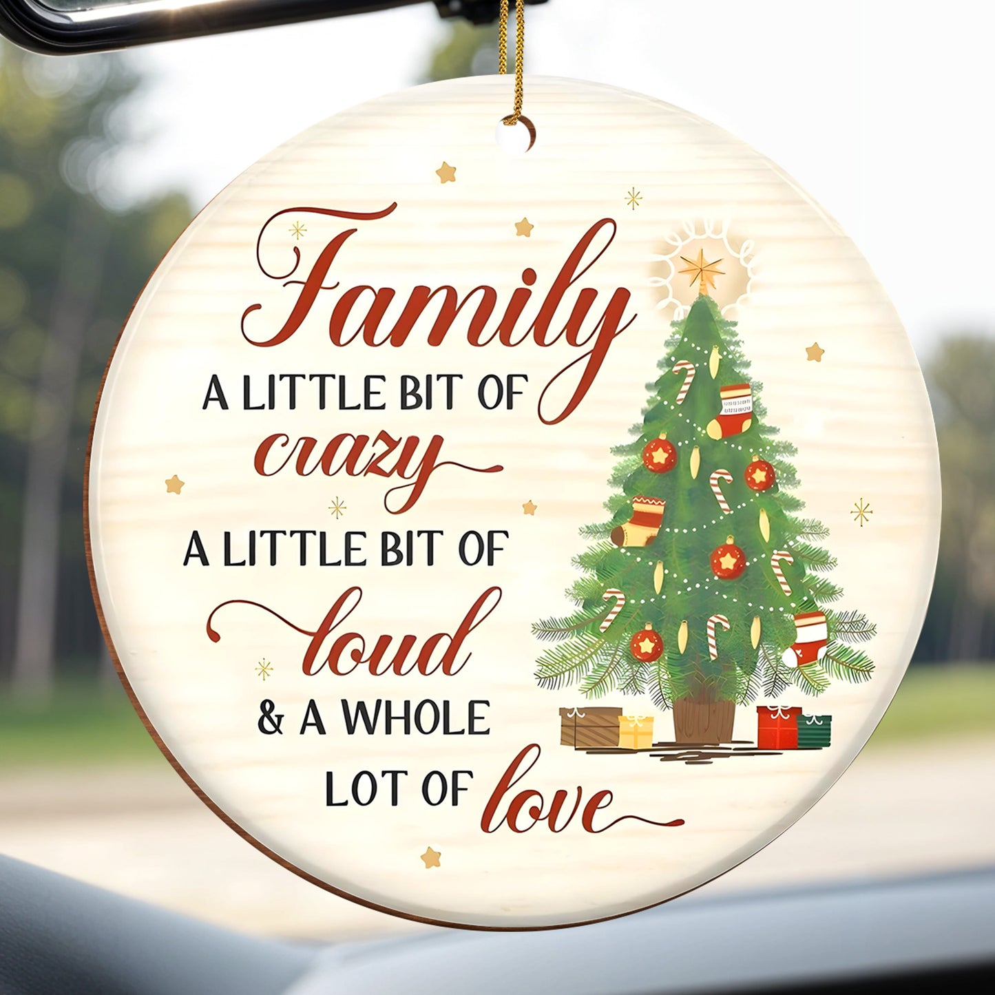 Family A Little Bit Of Crazy With Christmas Tree & Gifts