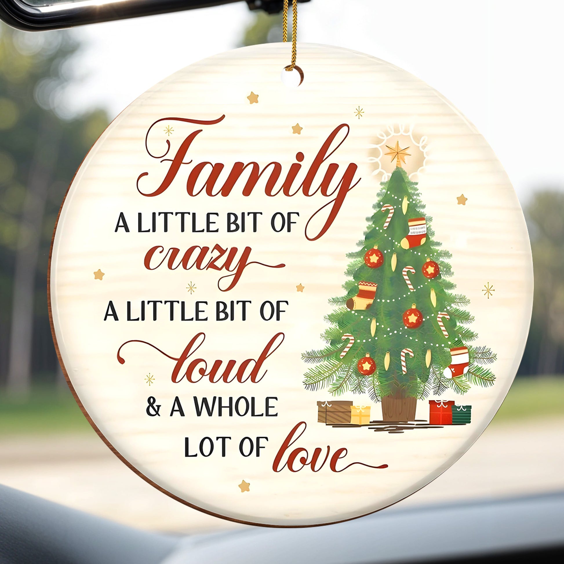 Family A Little Bit Of Crazy With Christmas Tree & Gifts