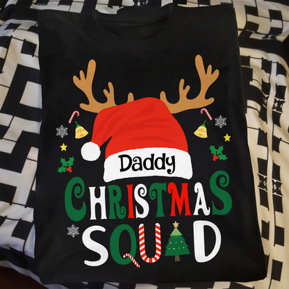 Daddy Christmas Squad With Reindeer Antlers And Santa Hat