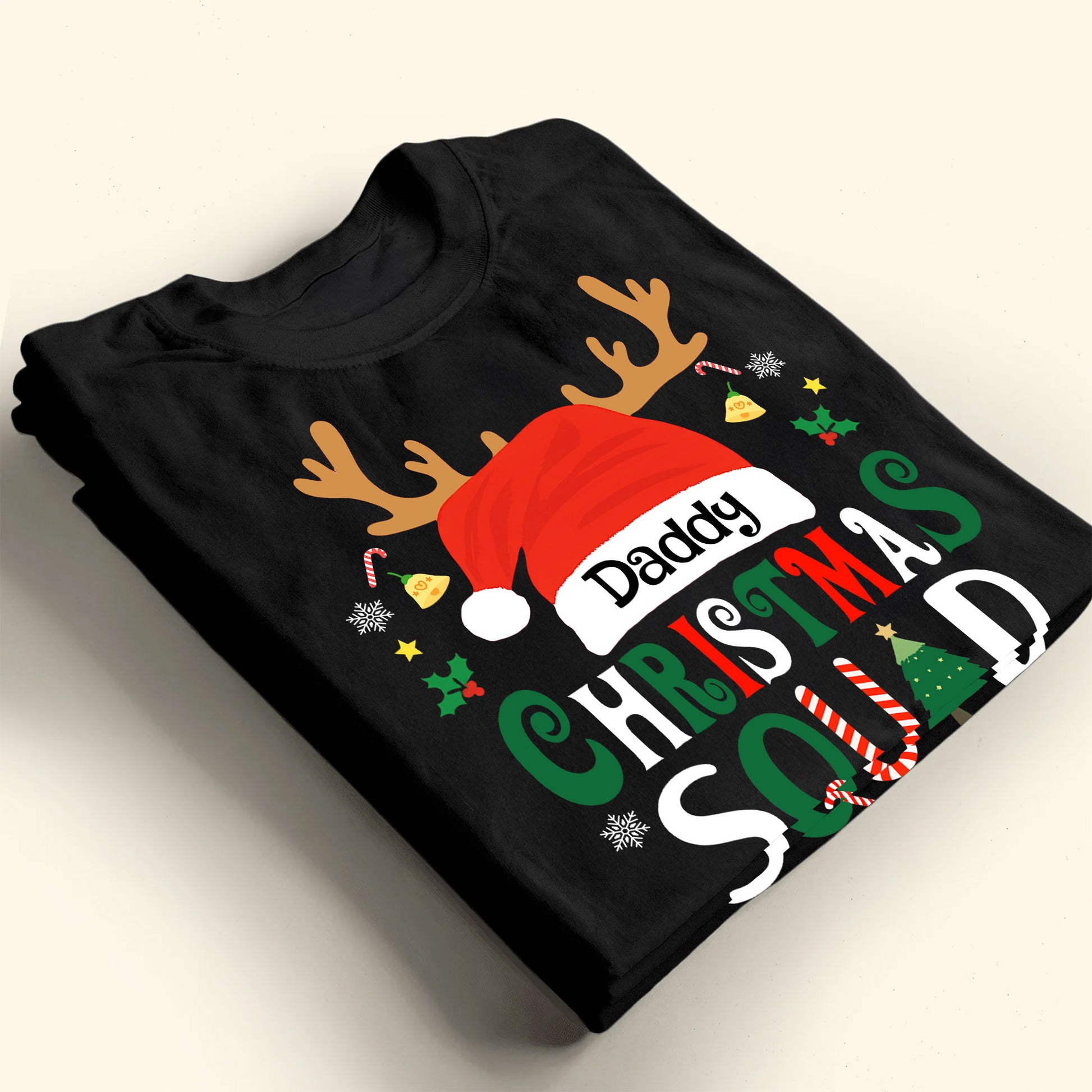 Daddy Christmas Squad With Reindeer Antlers And Santa Hat