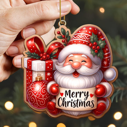 Merry Christmas With Santa Claus And Festive Ornaments