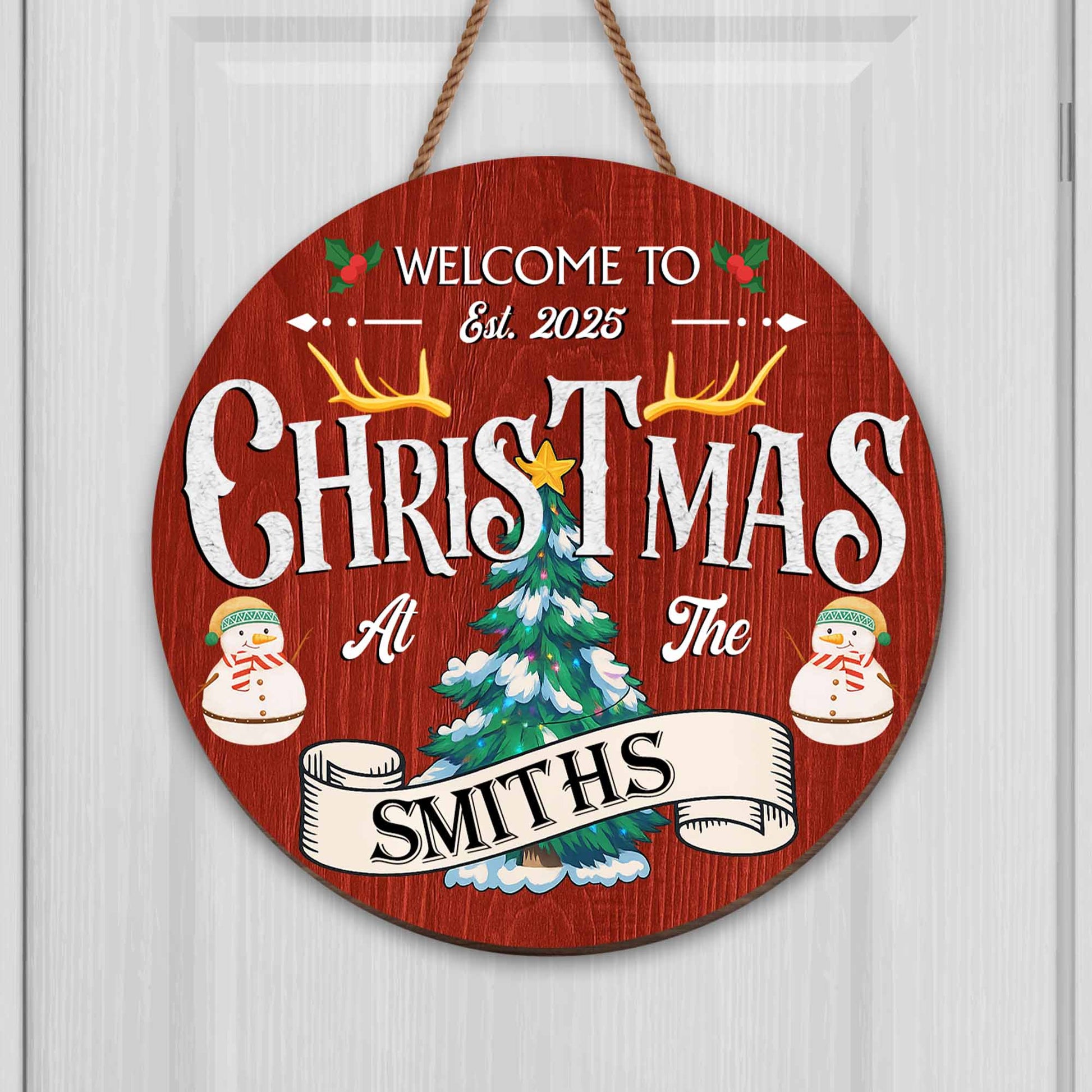 Welcome To Christmas At The, Christmas Tree And Snowman