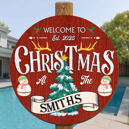 Welcome To Christmas At The, Christmas Tree And Snowman