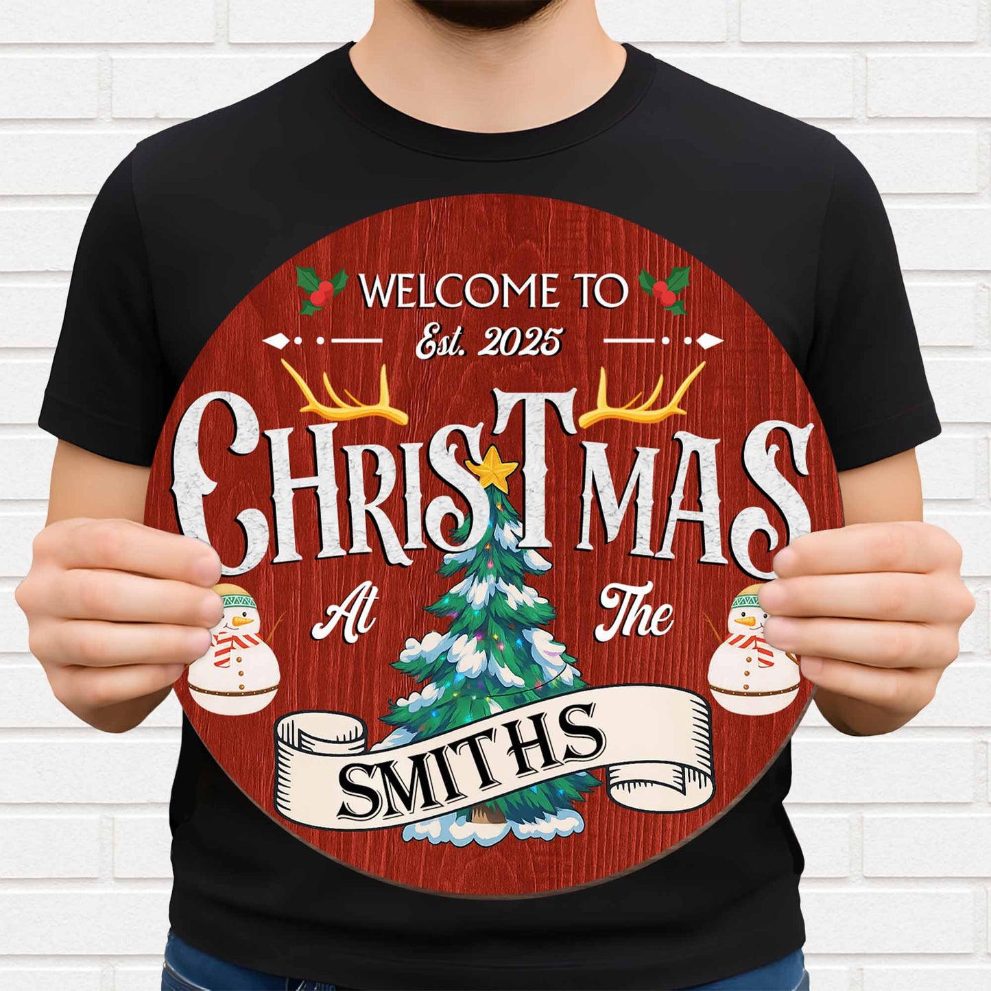 Welcome To Christmas At The, Christmas Tree And Snowman