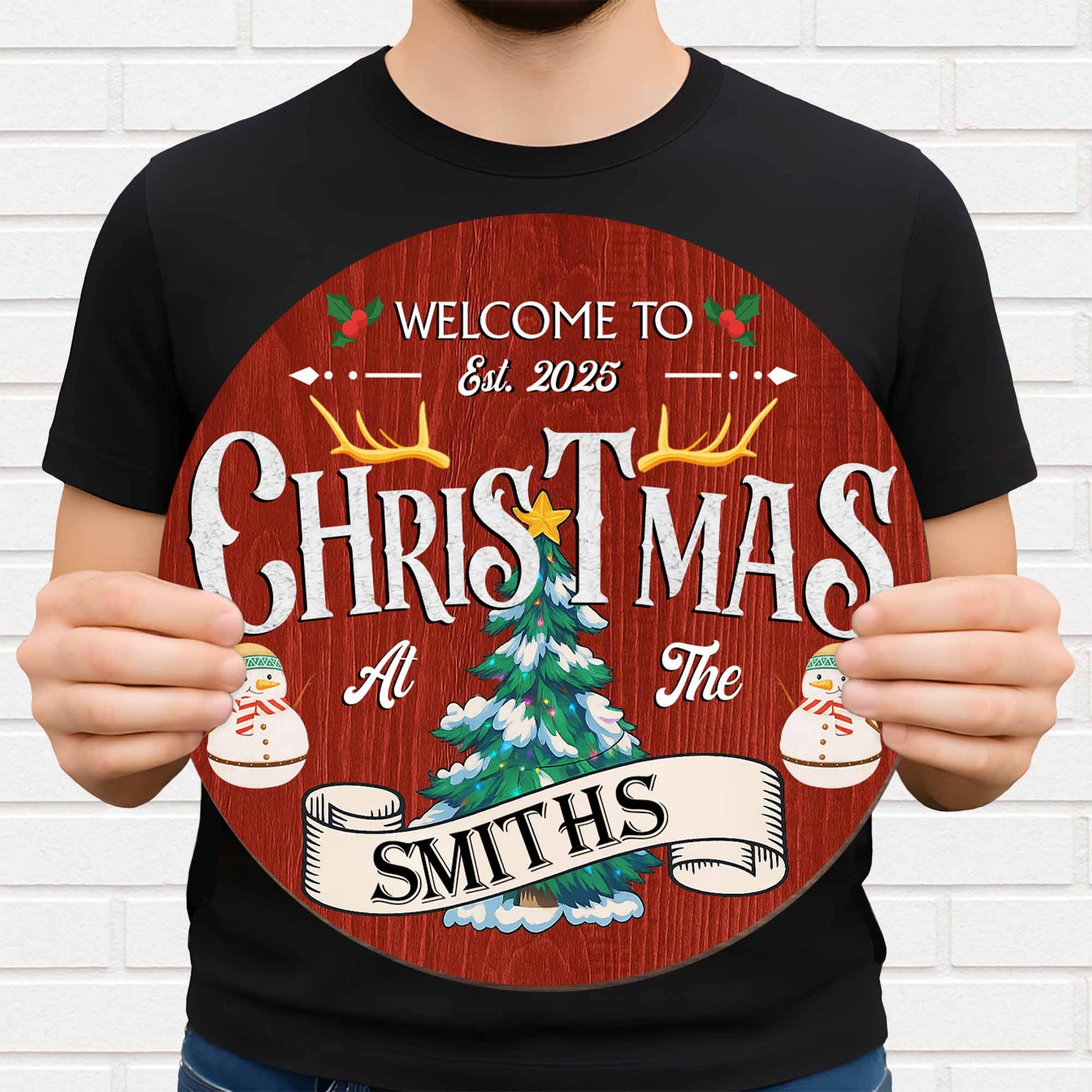 Welcome To Christmas At The, Christmas Tree And Snowman