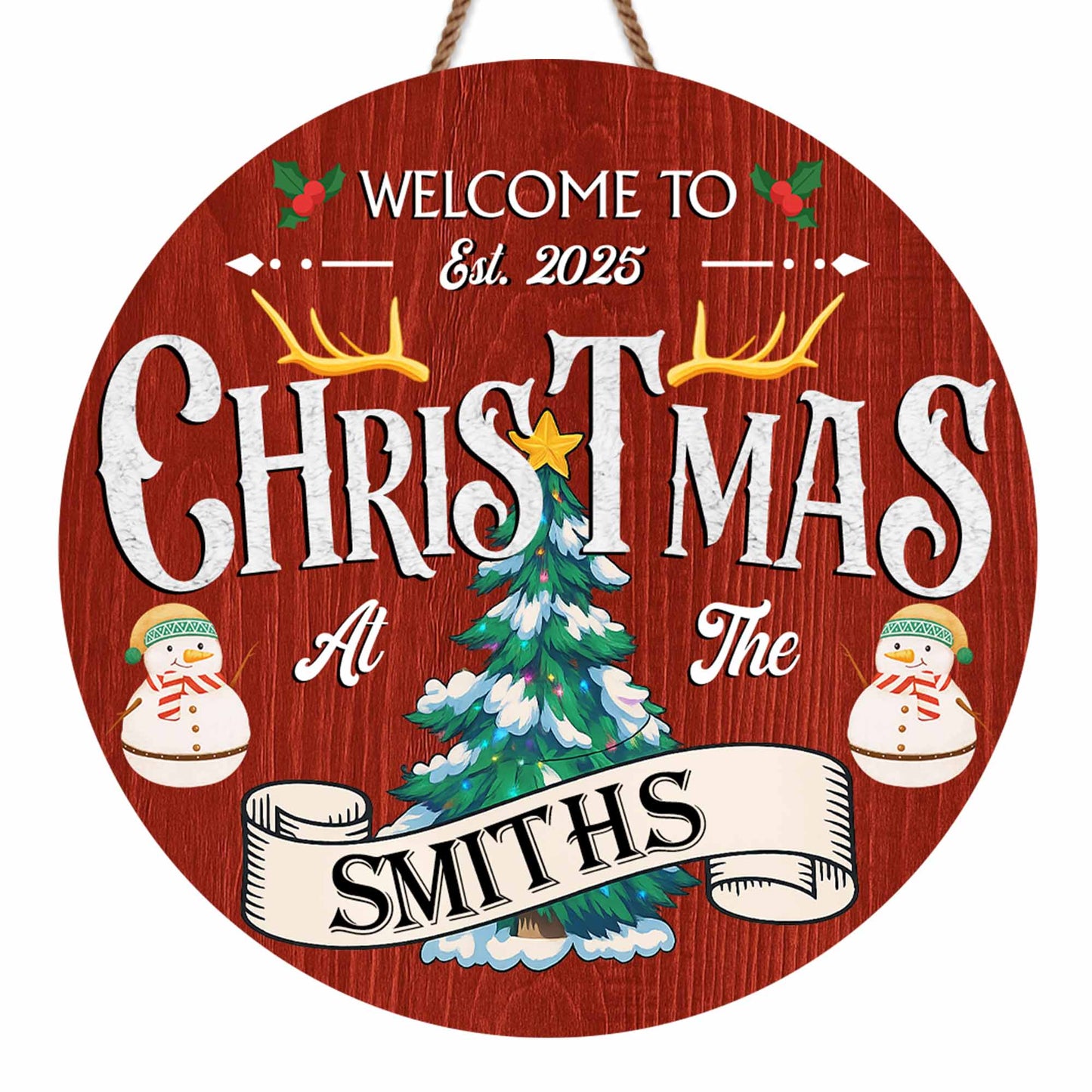 Welcome To Christmas At The, Christmas Tree And Snowman