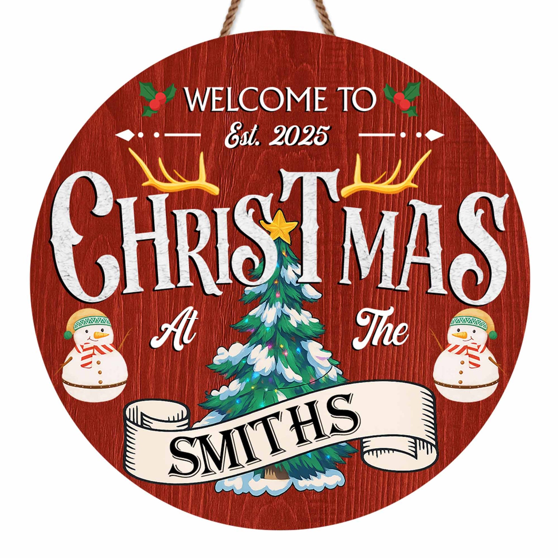 Welcome To Christmas At The, Christmas Tree And Snowman