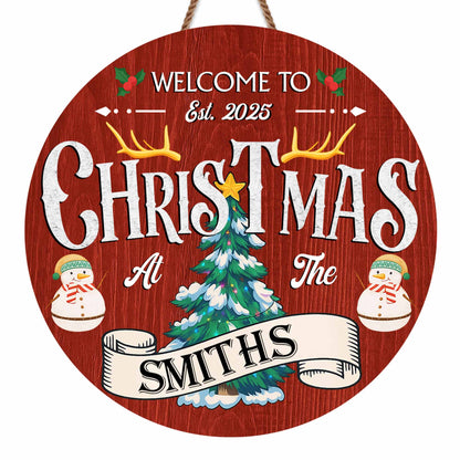 Welcome To Christmas At The, Christmas Tree And Snowman